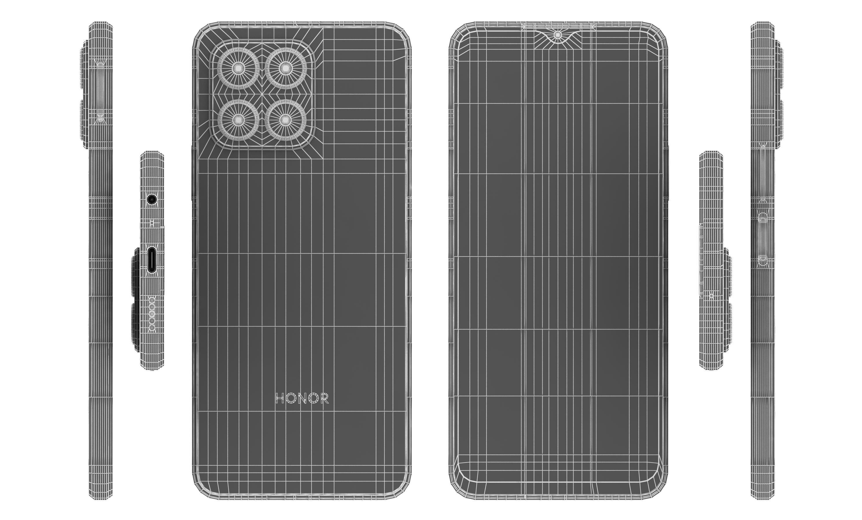 Honor 70 Lite Black Low-poly 3D model_16