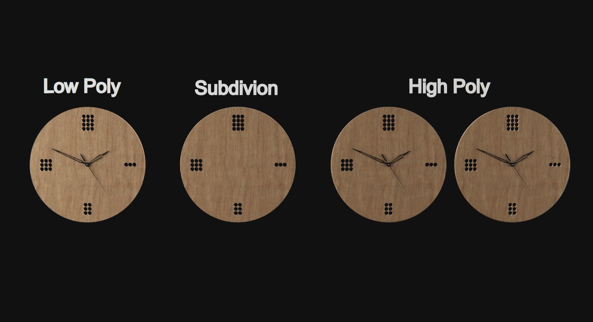 Minimalistic wooden clock Low-poly 3D model_5