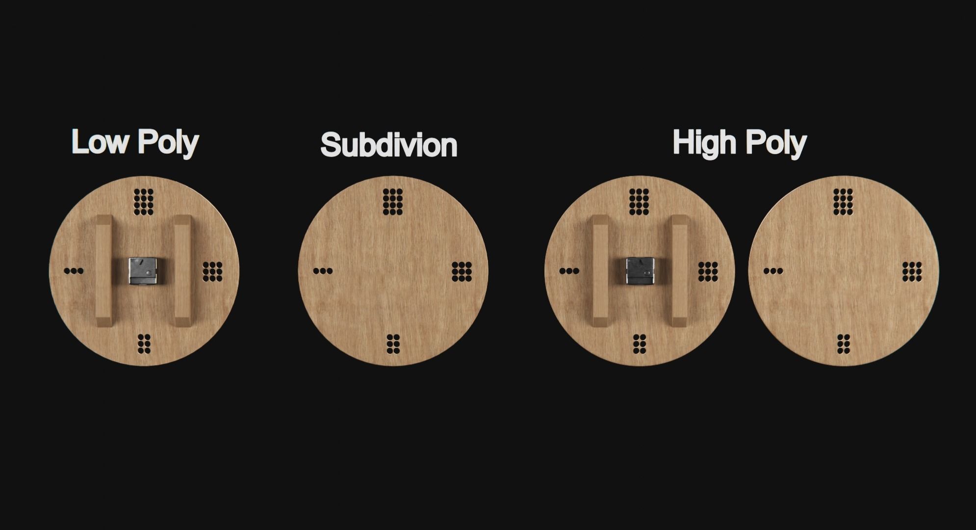 Minimalistic wooden clock Low-poly 3D model_6