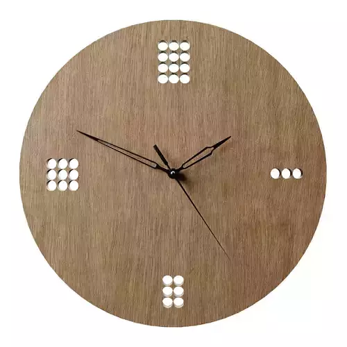 Minimalistic wooden clock Low-poly 3D model