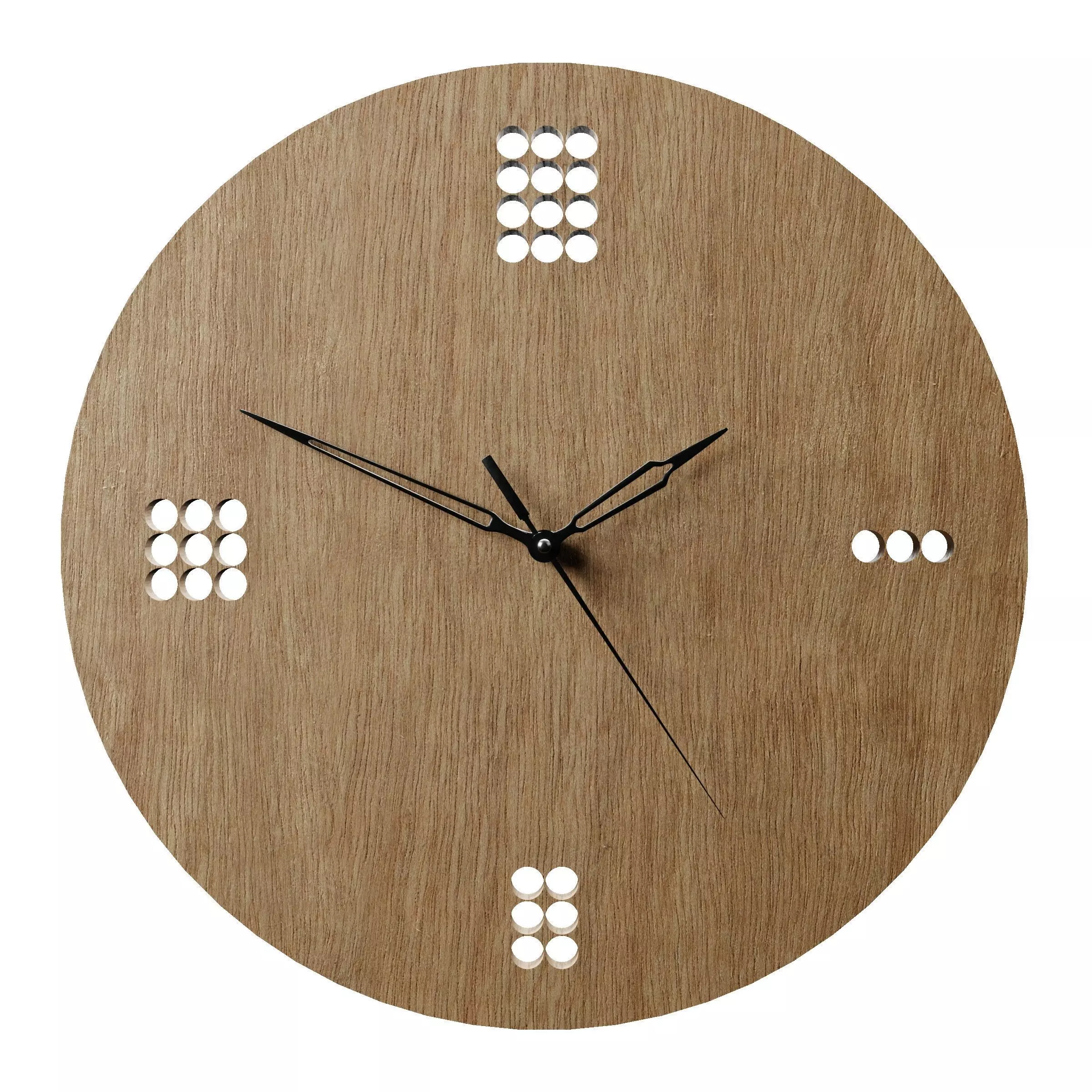 Minimalistic wooden clock Low-poly 3D model_0