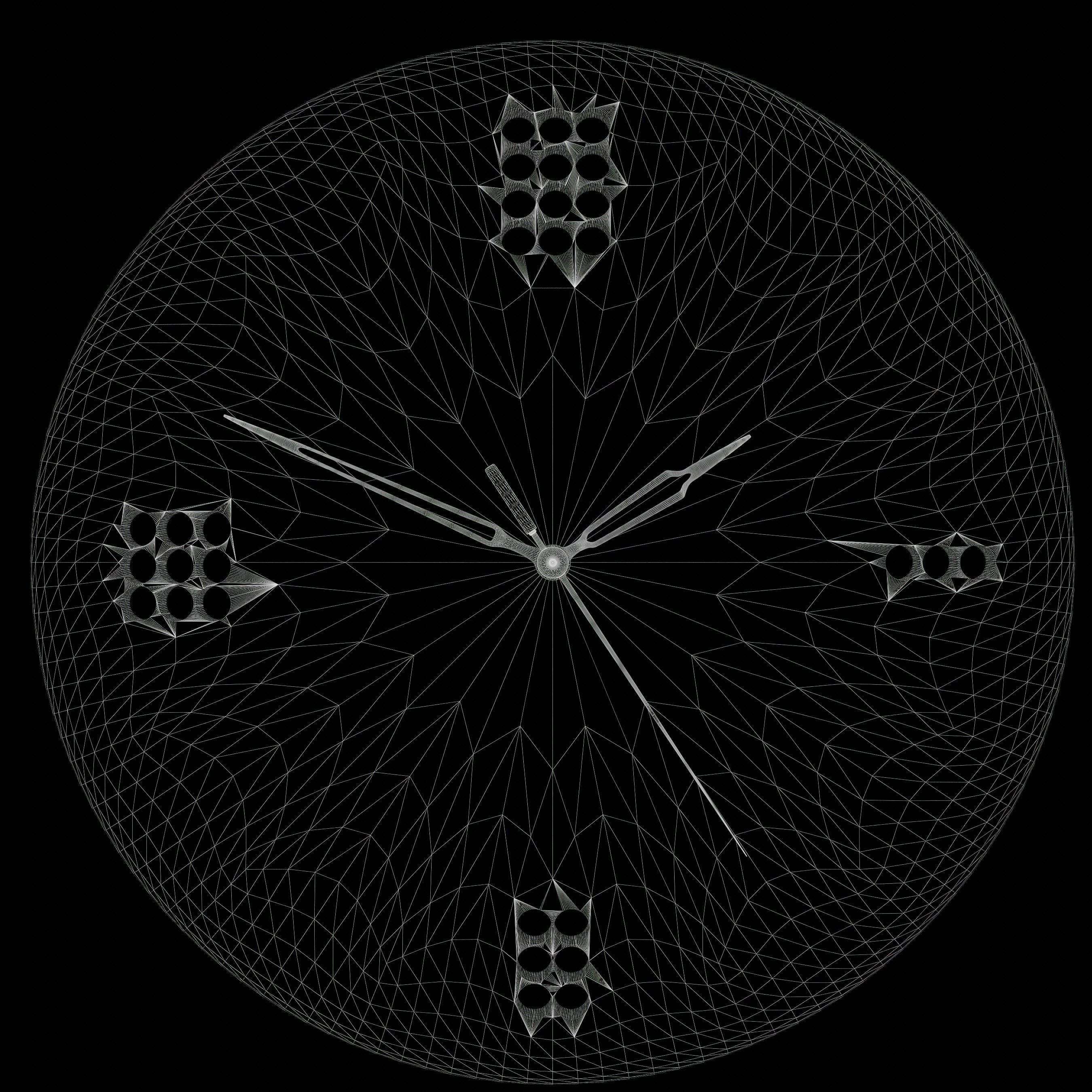 Minimalistic wooden clock Low-poly 3D model_3