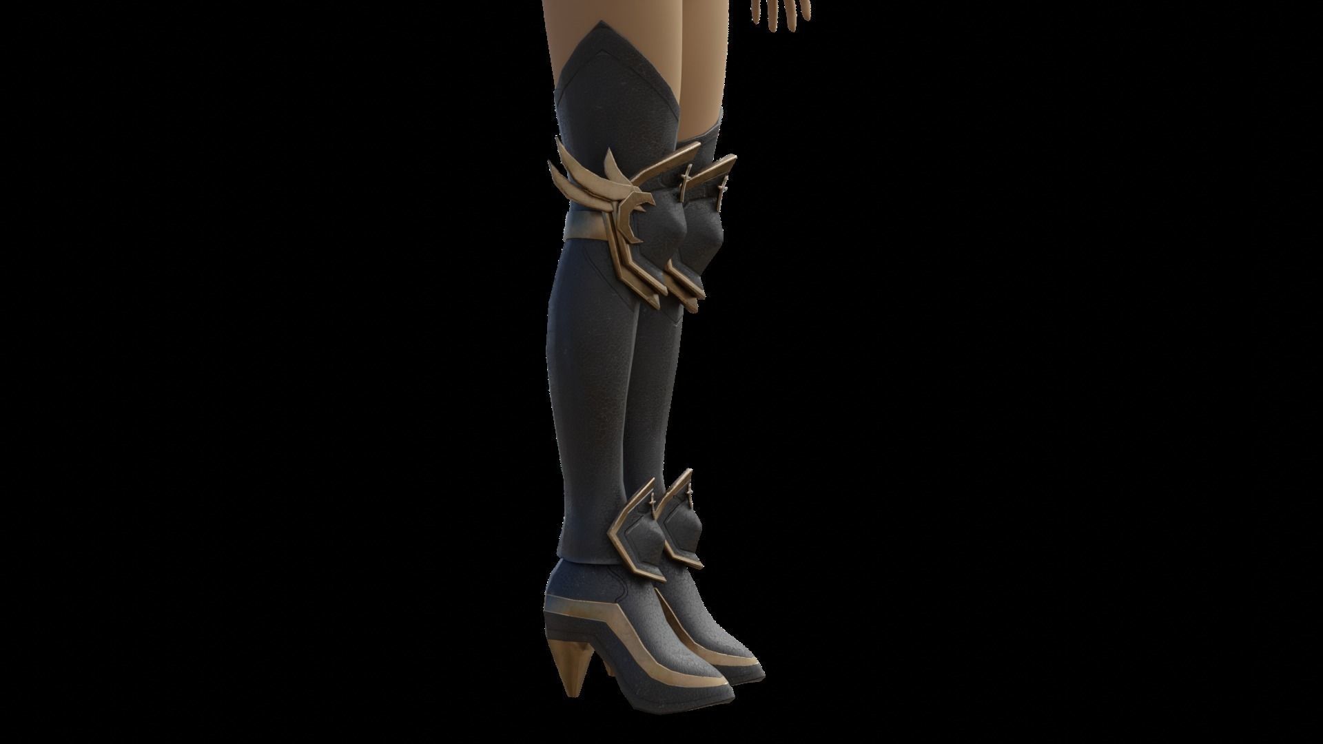 Darknight leg armor female lowpoly game asset Low-poly 3D model_5