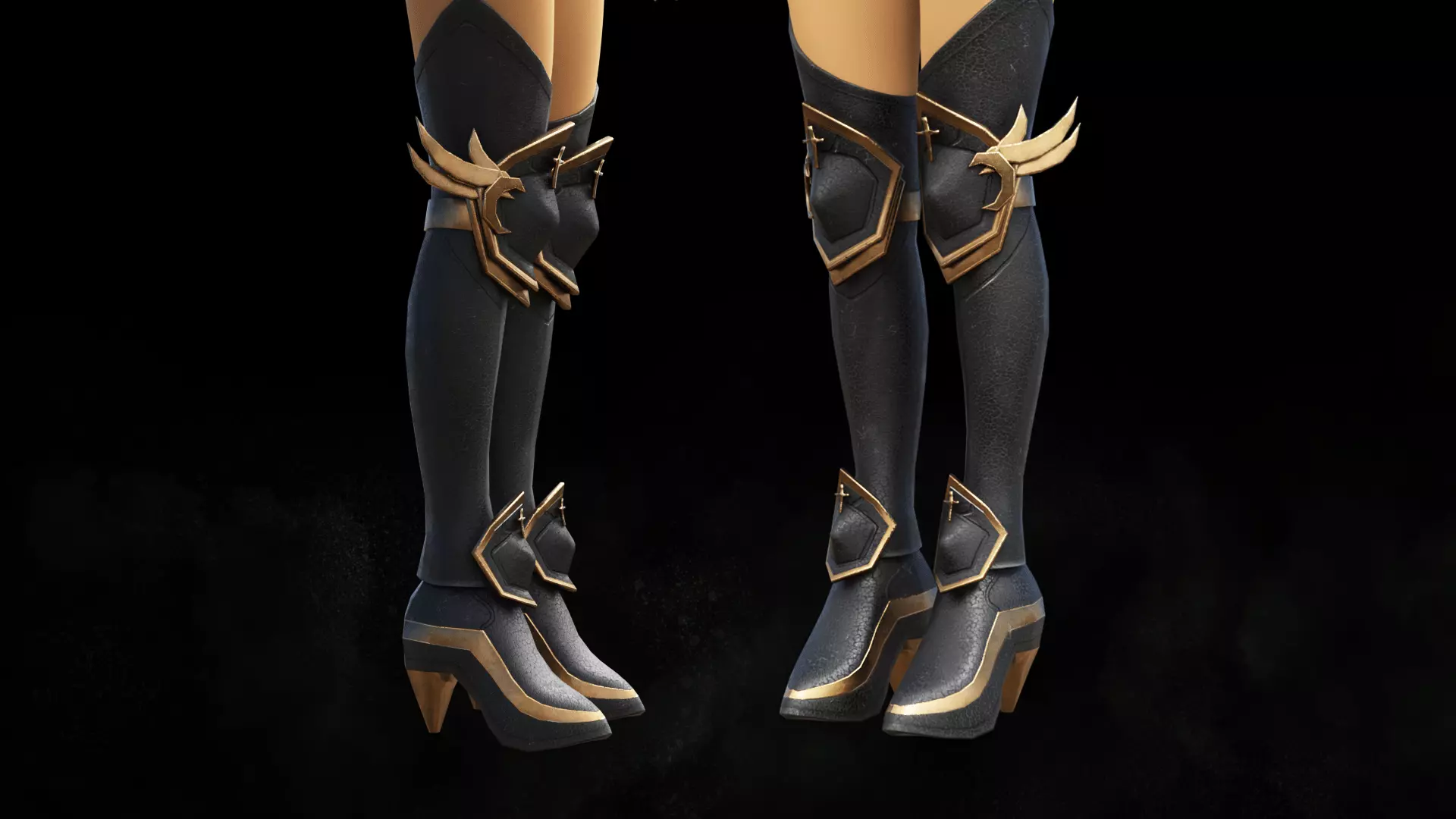 Darknight leg armor female lowpoly game asset Low-poly 3D model_0