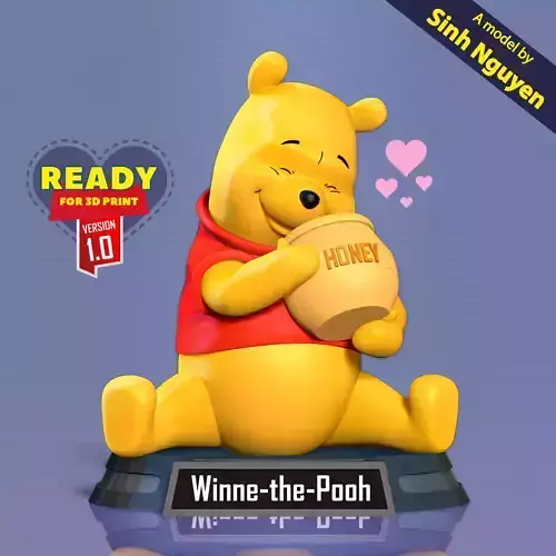 Pooh loves honey 3D print model