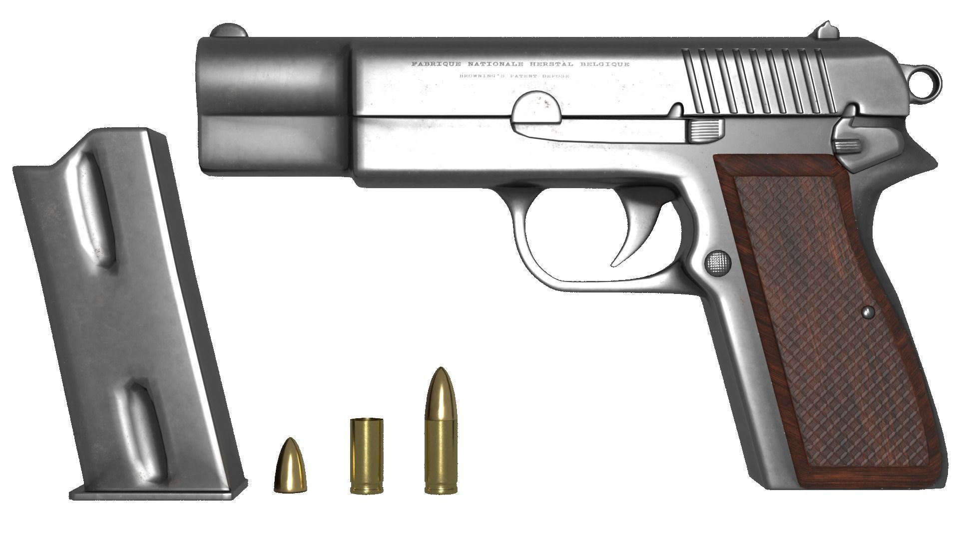 BROWNING HP PISTOL 3D MODEL Low-poly 3D model_8