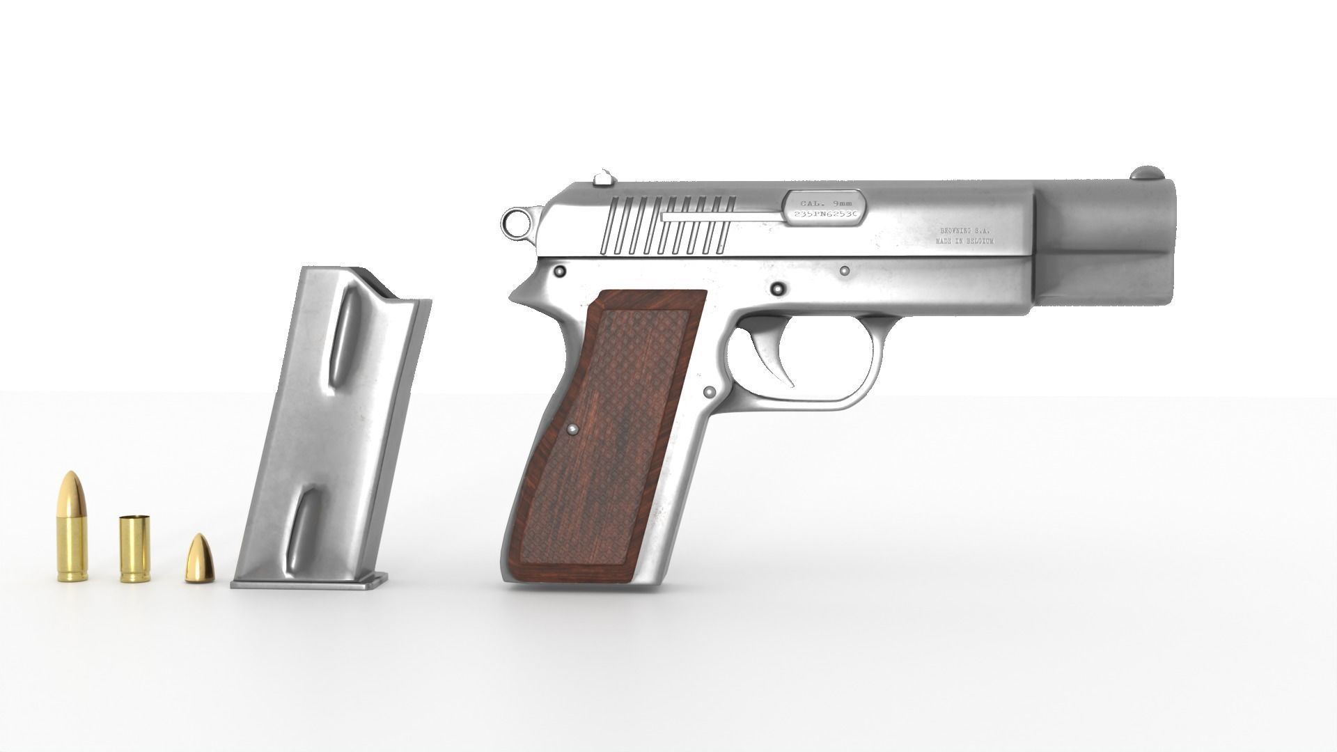 BROWNING HP PISTOL 3D MODEL Low-poly 3D model_7