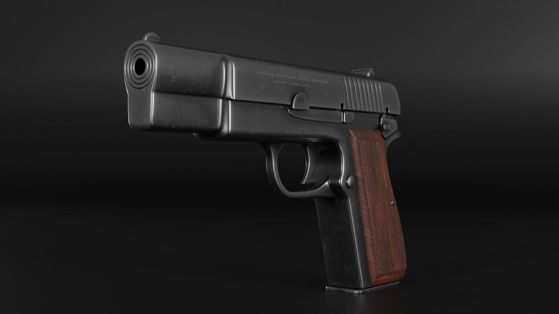 BROWNING HP PISTOL 3D MODEL Low-poly 3D model_5