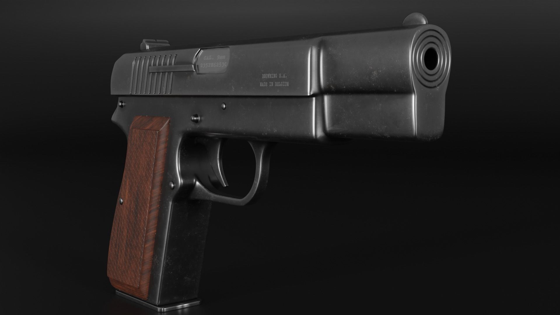 BROWNING HP PISTOL 3D MODEL Low-poly 3D model_6