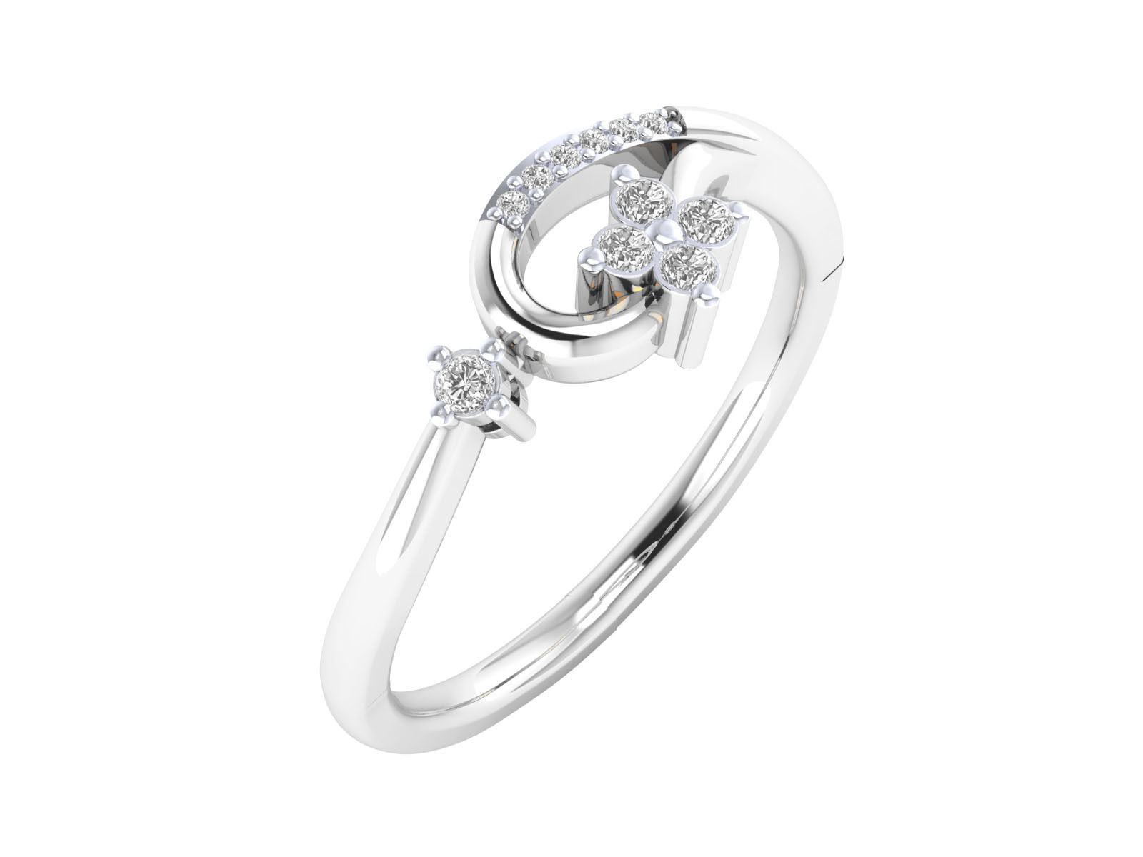 Women Wedding Engagement Ring STL OBJ FBX Renders Details 3D print model_5