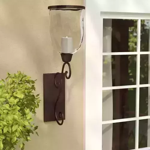 Tall Glass and Metal Wall Sconce