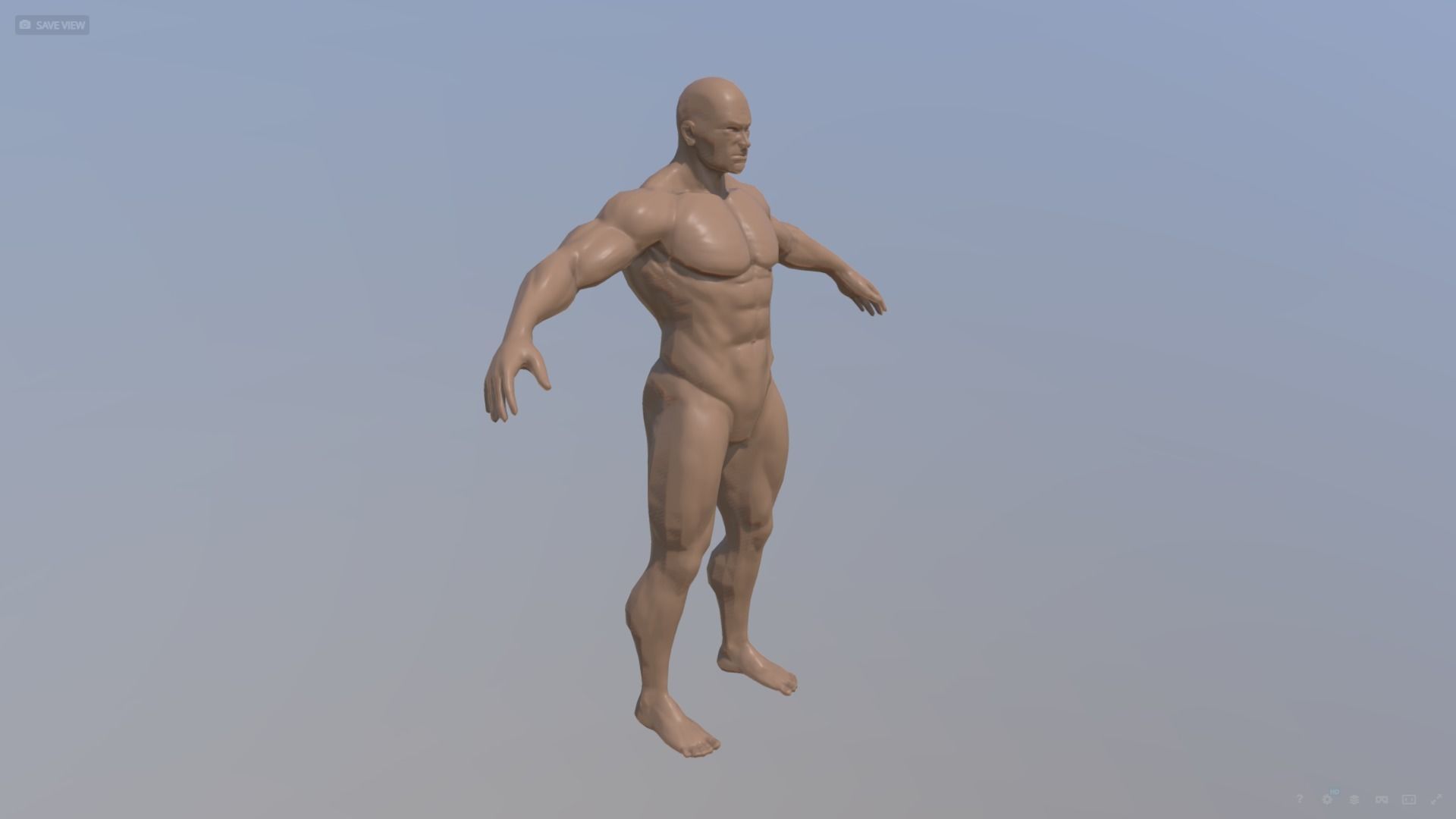 Male A-posed Charater Low-poly 3D model_1