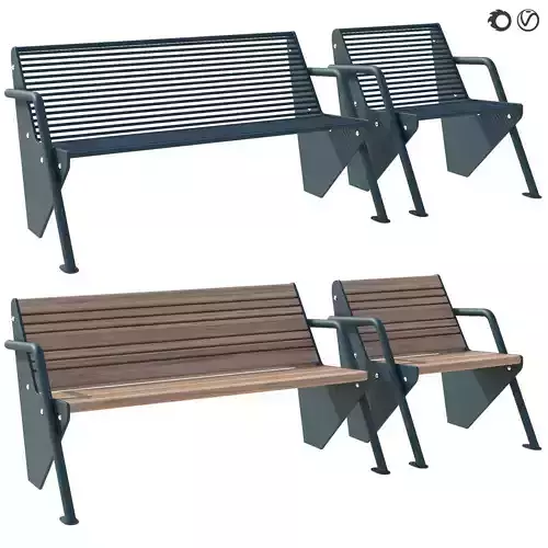Bench Boomerang 3D model