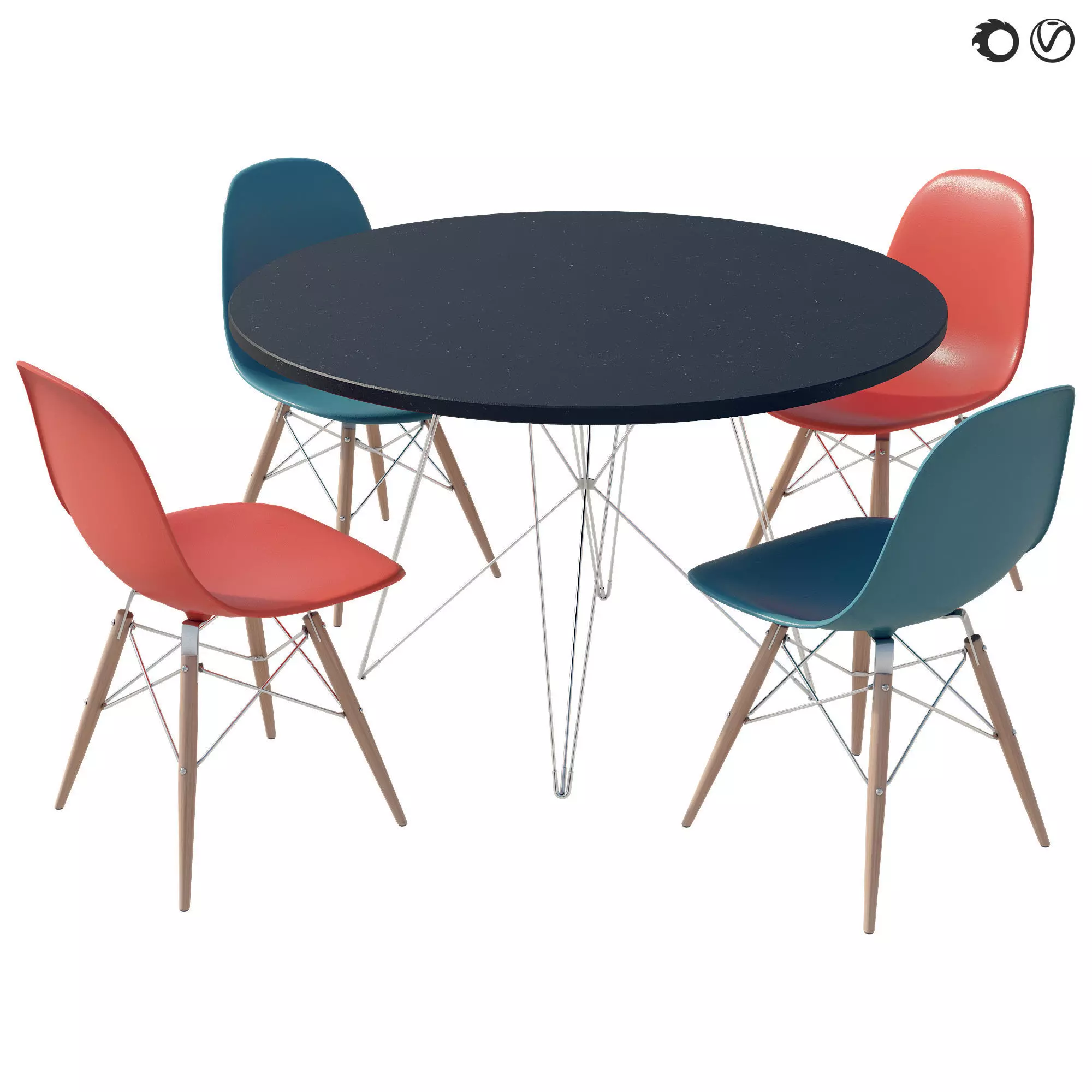 Side Chair Vitra Eames Tavolo 3D model