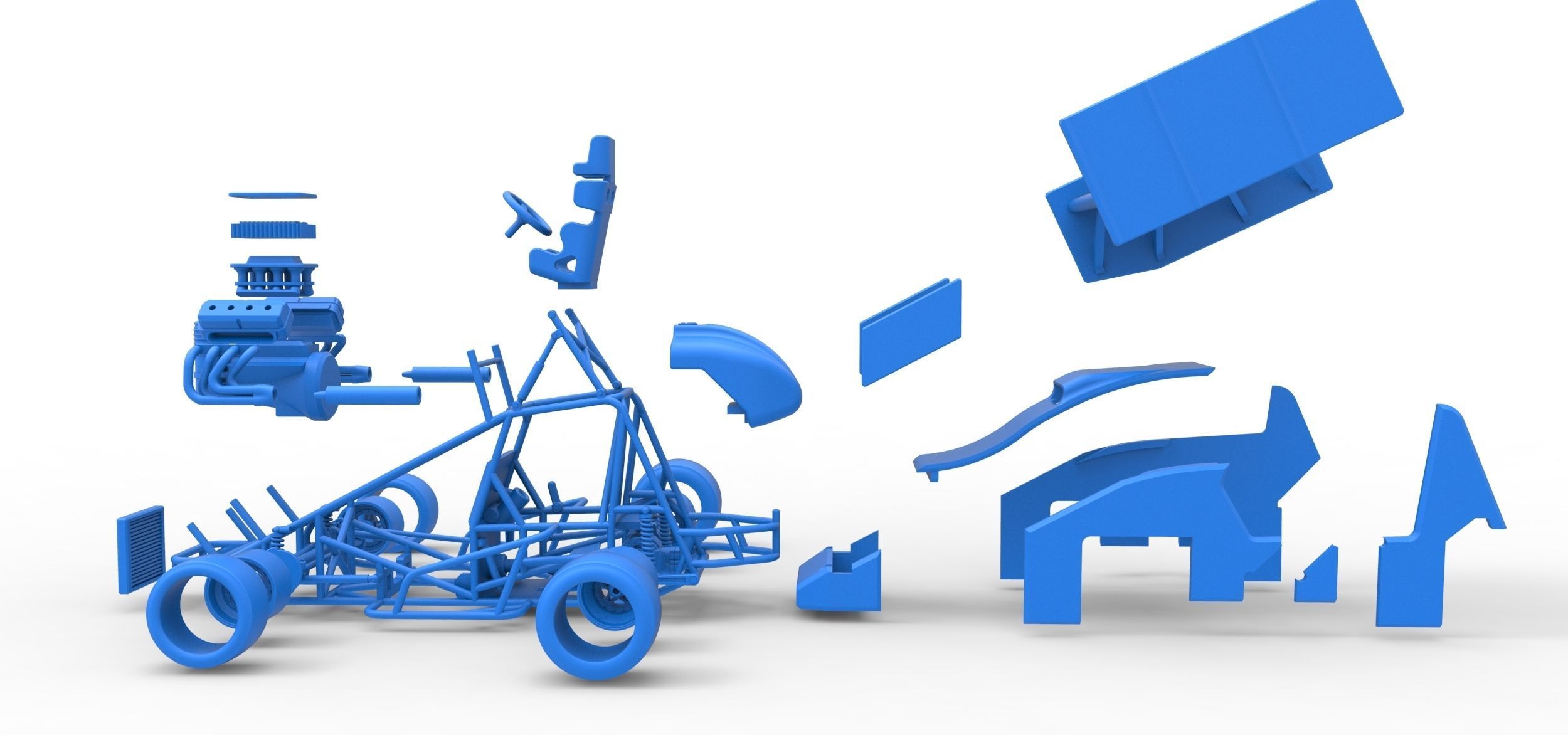 Pavement Winged Sprint car Scale 1 to 25 3D print model_46