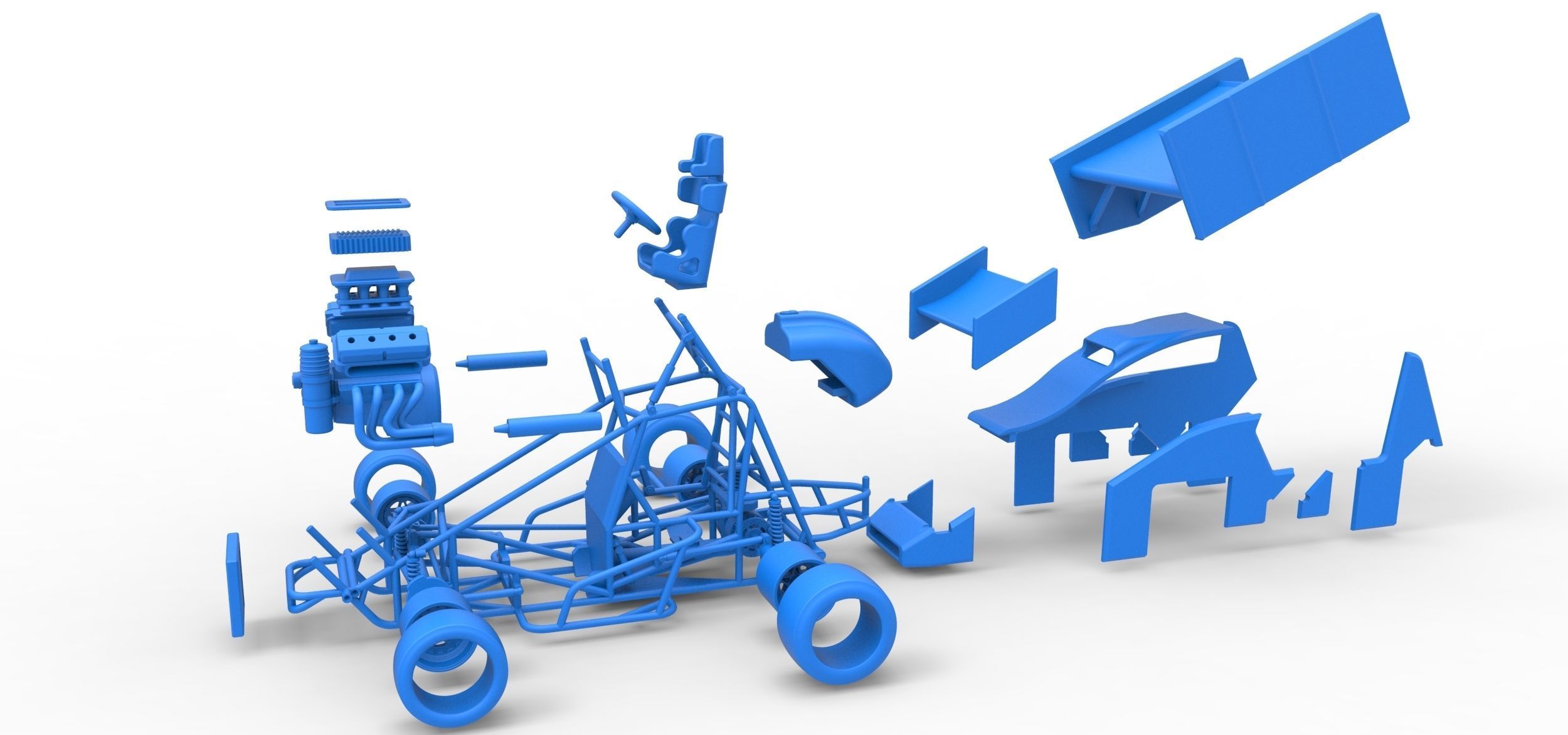 Pavement Winged Sprint car Scale 1 to 25 3D print model_42