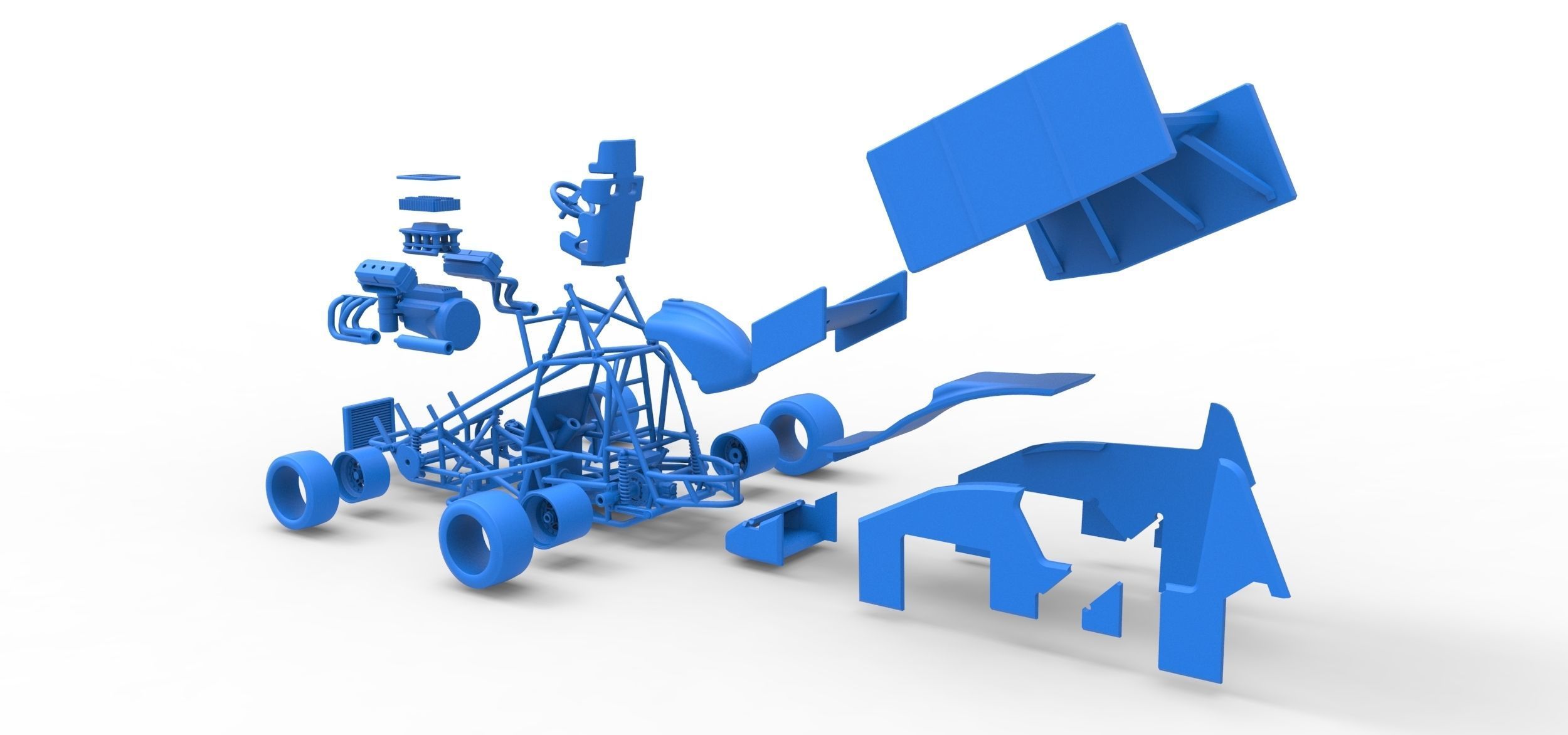 Pavement Winged Sprint car Scale 1 to 25 3D print model_48