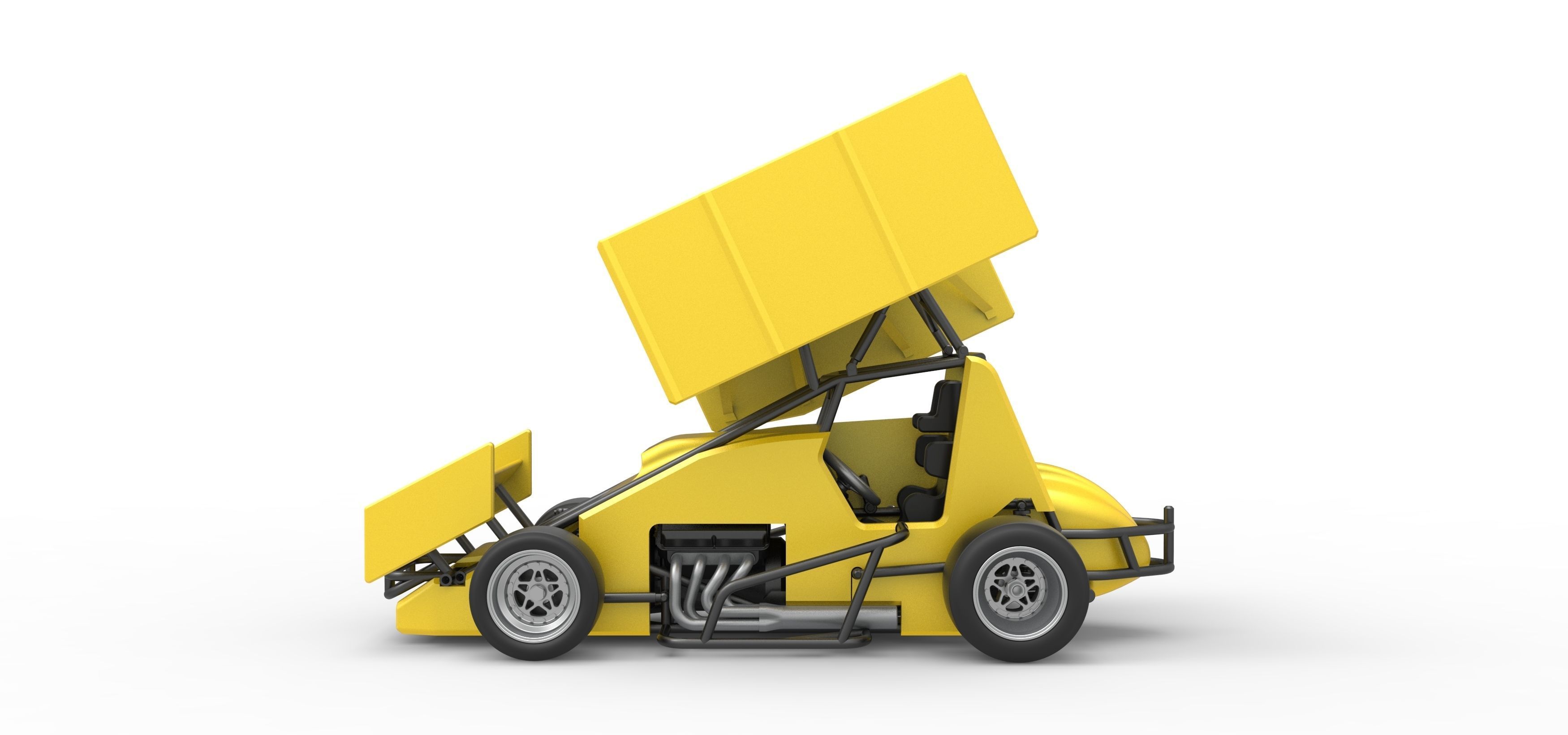 Pavement Winged Sprint car Scale 1 to 25 3D print model_9