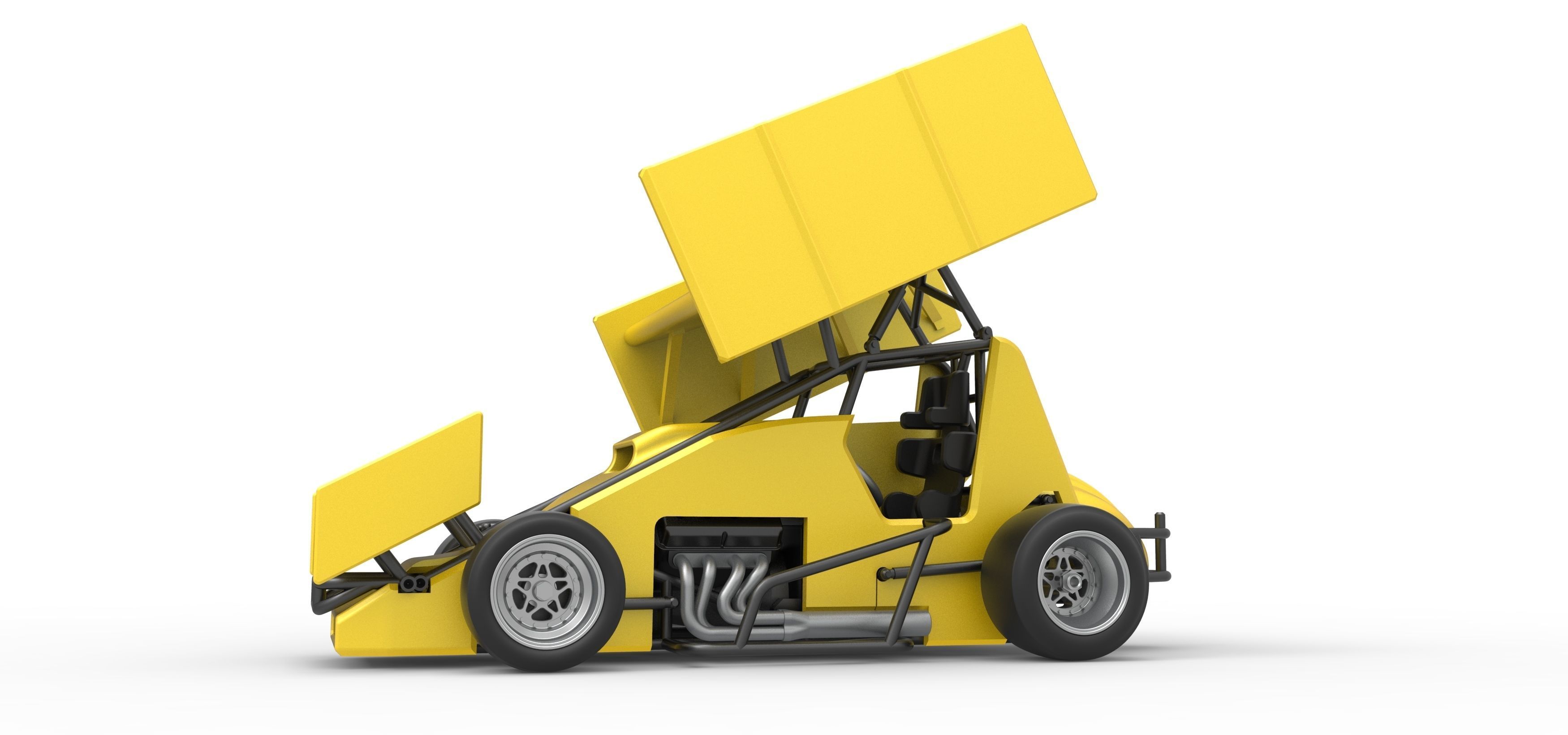 Pavement Winged Sprint car Scale 1 to 25 3D print model_3