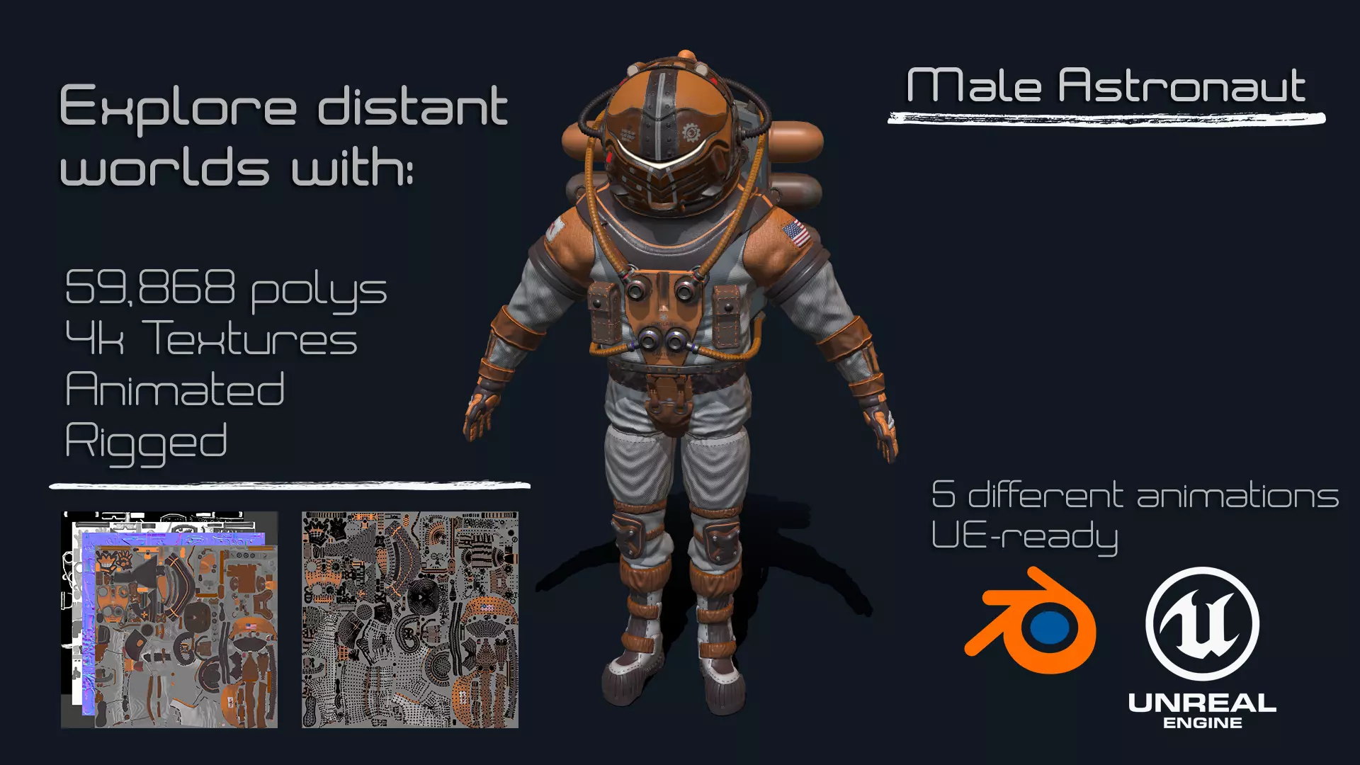 The Astronaut Low-poly 3D model_0