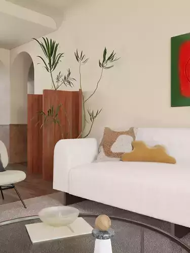 Mid Century interior scene 3D model