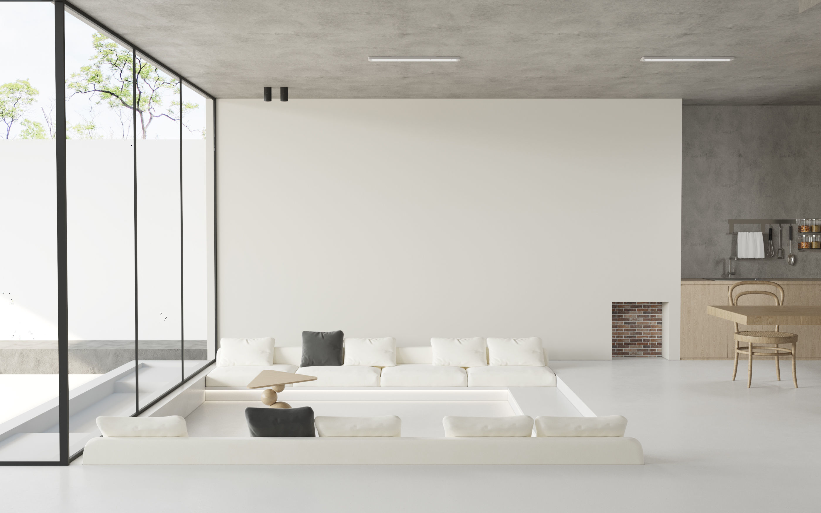 Mid Century interior scene 3D model_2