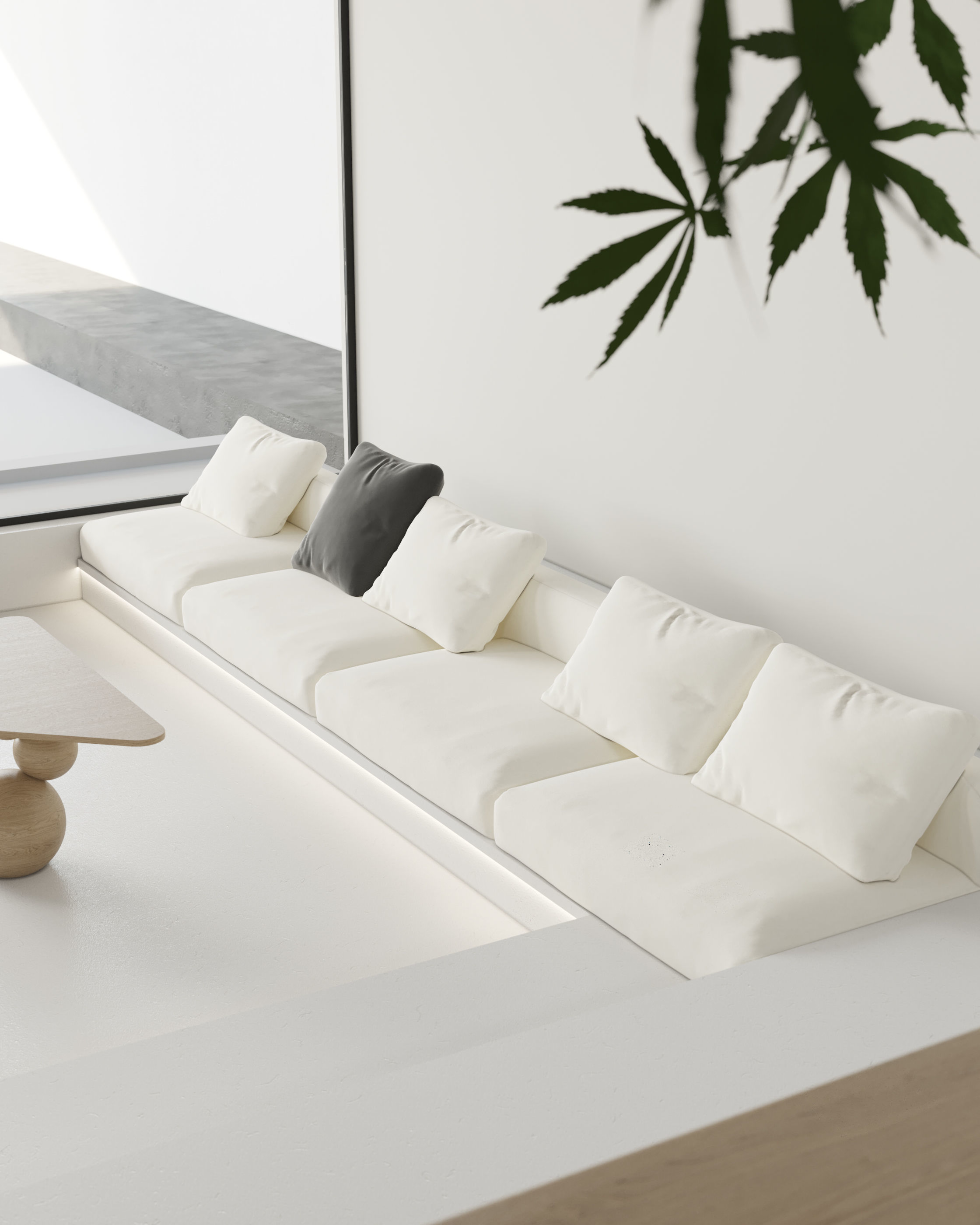 Mid Century interior scene 3D model_4