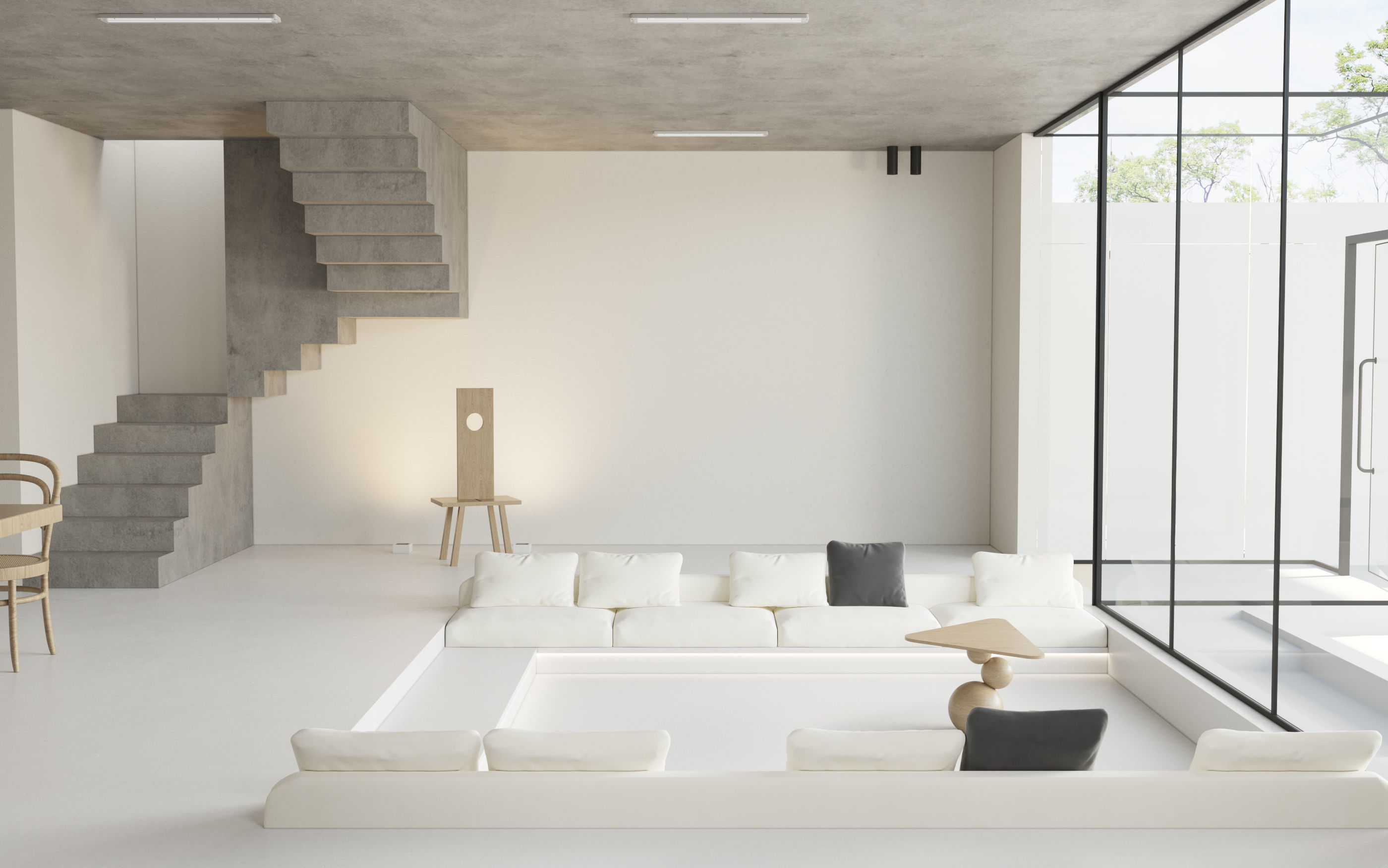 Mid Century interior scene 3D model_1