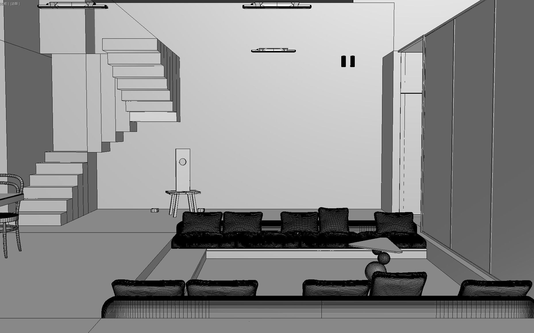 Mid Century interior scene 3D model_11