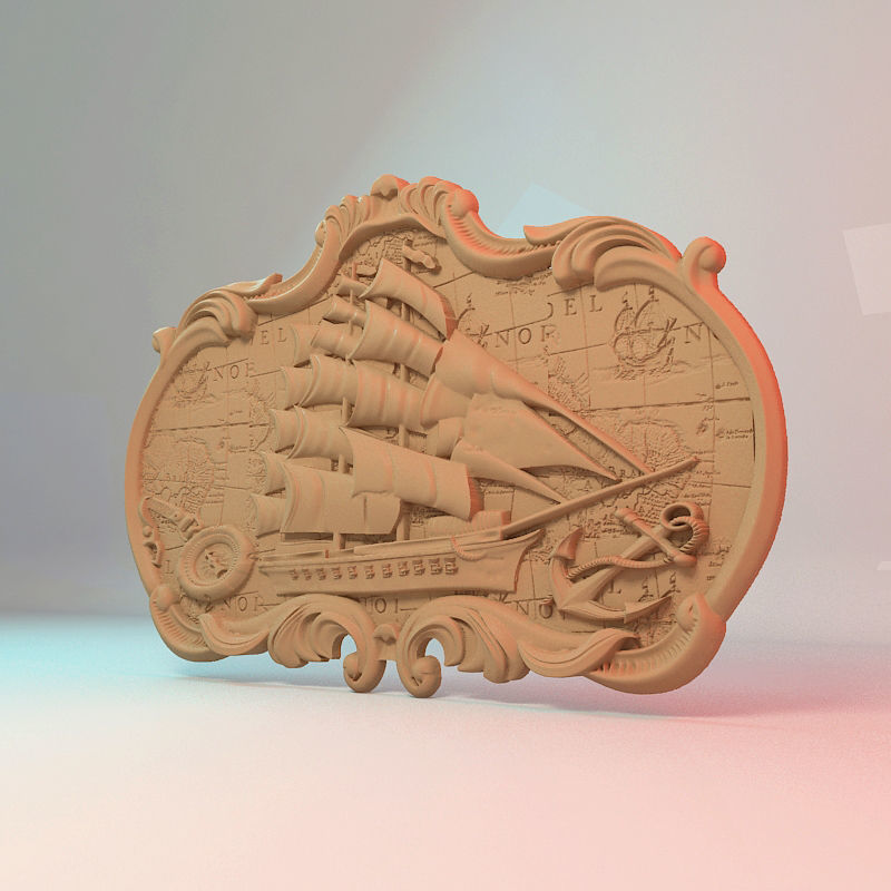 Sailboat painting 3D STL Model for Cnc users 3D print model  3D print model_1