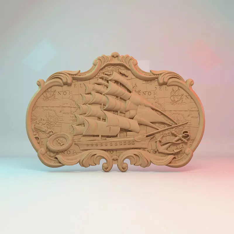 Sailboat painting 3D STL Model for Cnc users 3D print model  3D print model_0