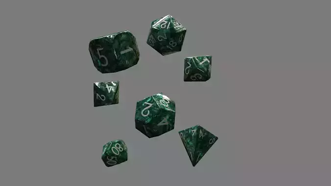RPG Dice Set d20 3d model Free low-poly 3D model