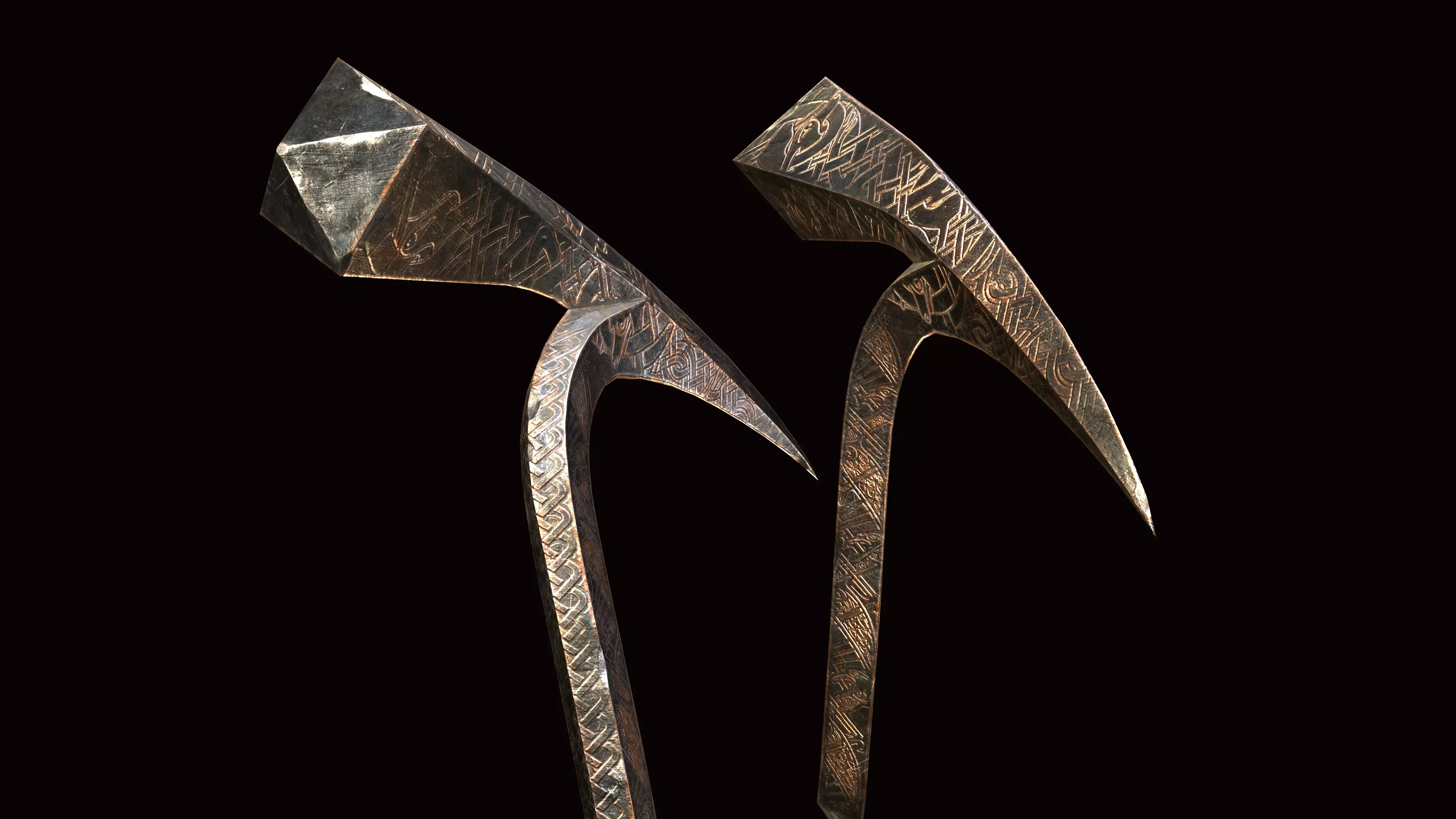 Medieval viking war hammer Game ready Low-poly 3D model_0