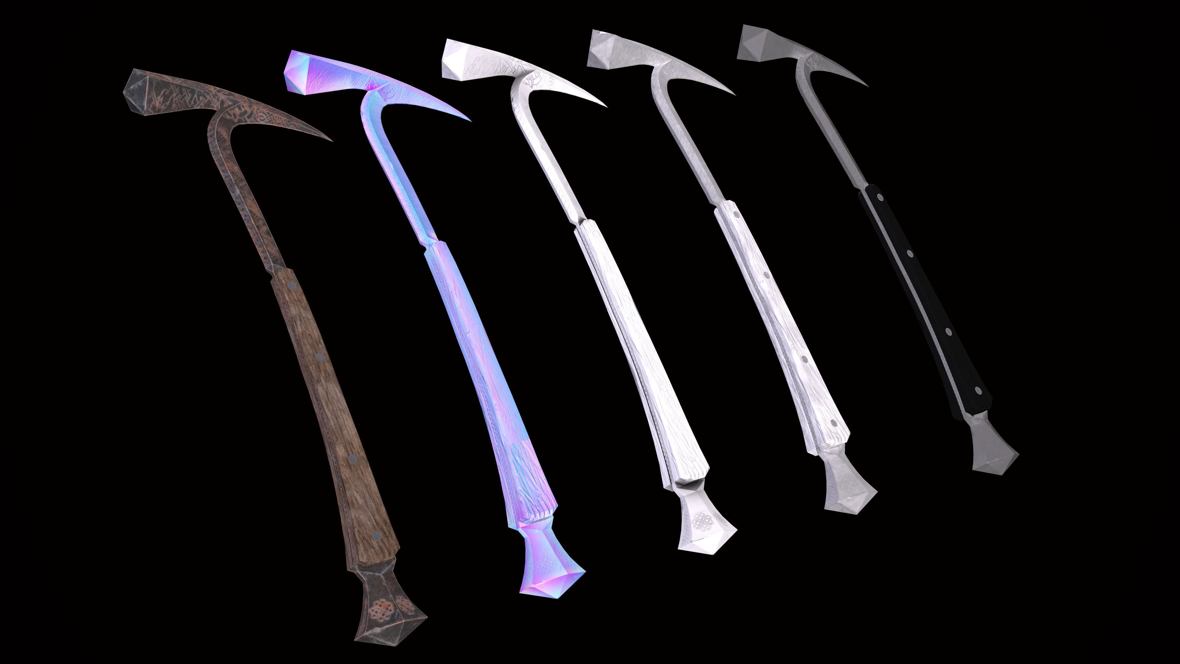 Medieval viking war hammer Game ready Low-poly 3D model_5
