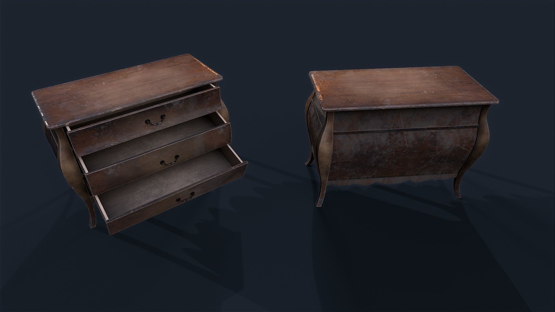 Antiquare small Commode 2 Low-poly 3D model_2
