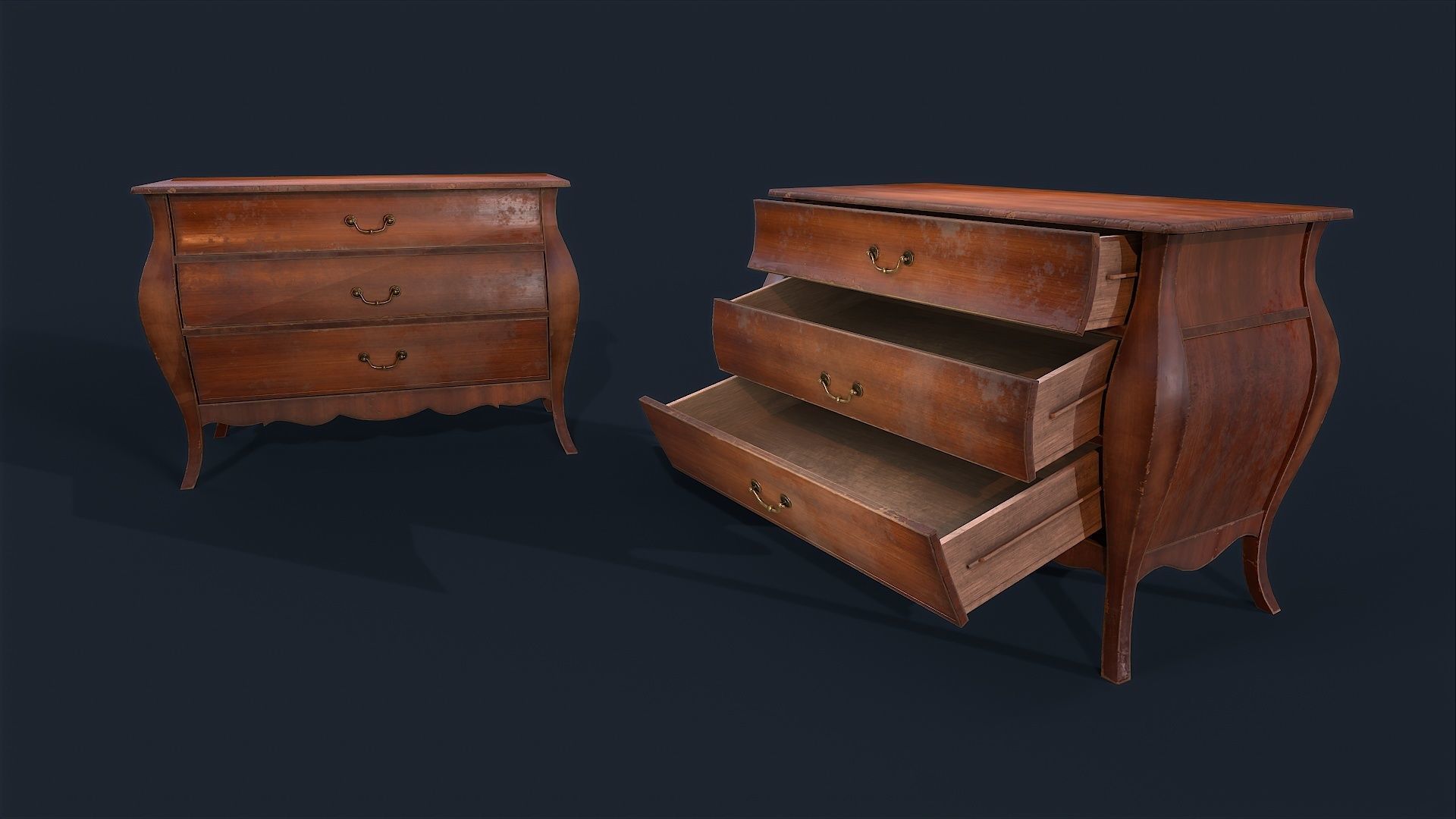 Antiquare small Commode 2 Low-poly 3D model_8