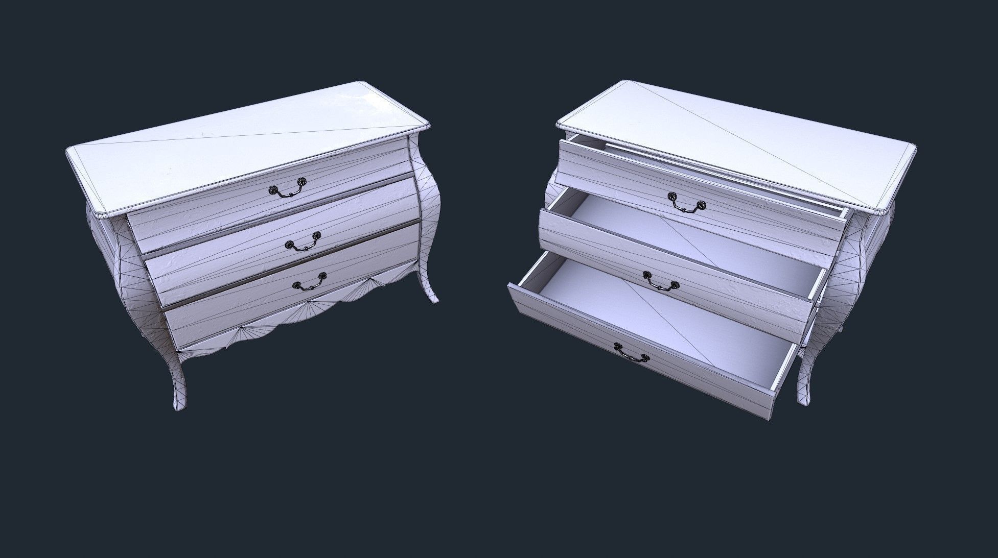 Antiquare small Commode 2 Low-poly 3D model_11