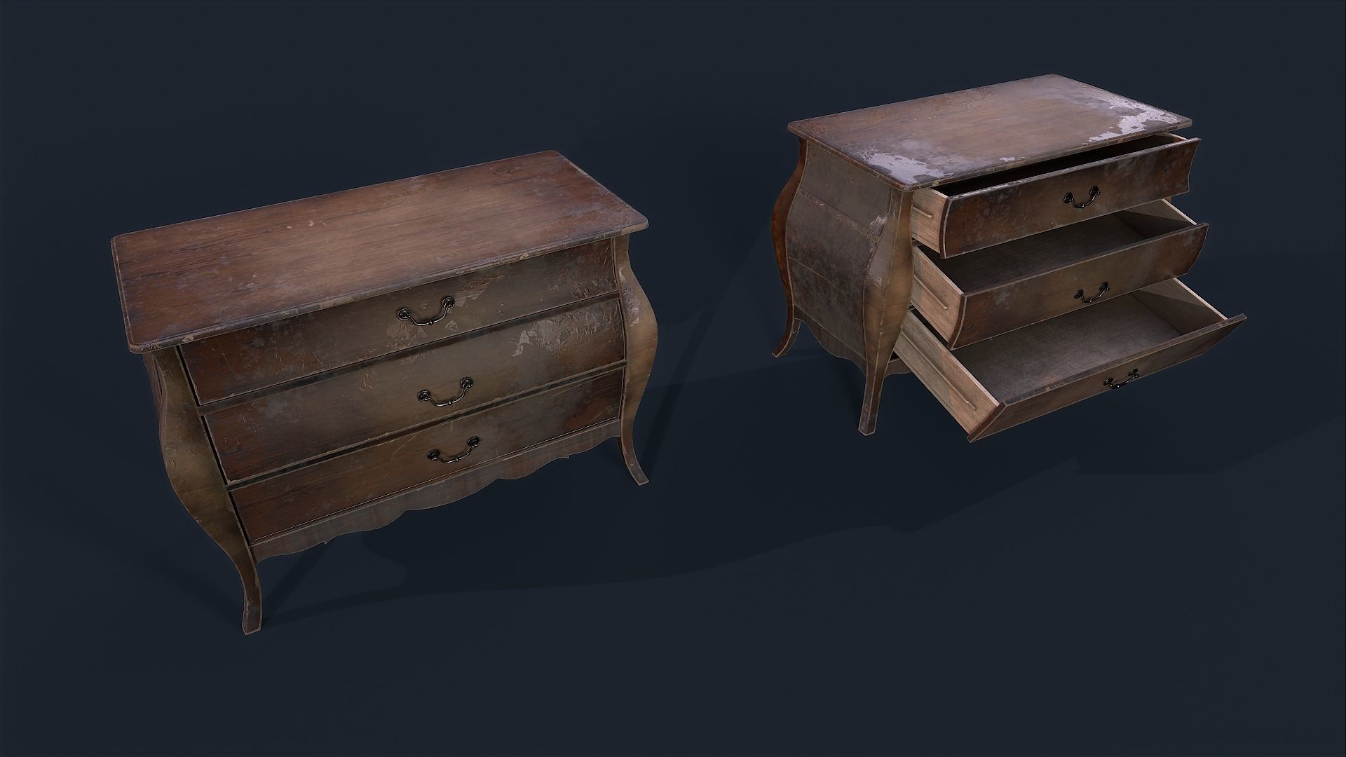Antiquare small Commode 2 Low-poly 3D model_3