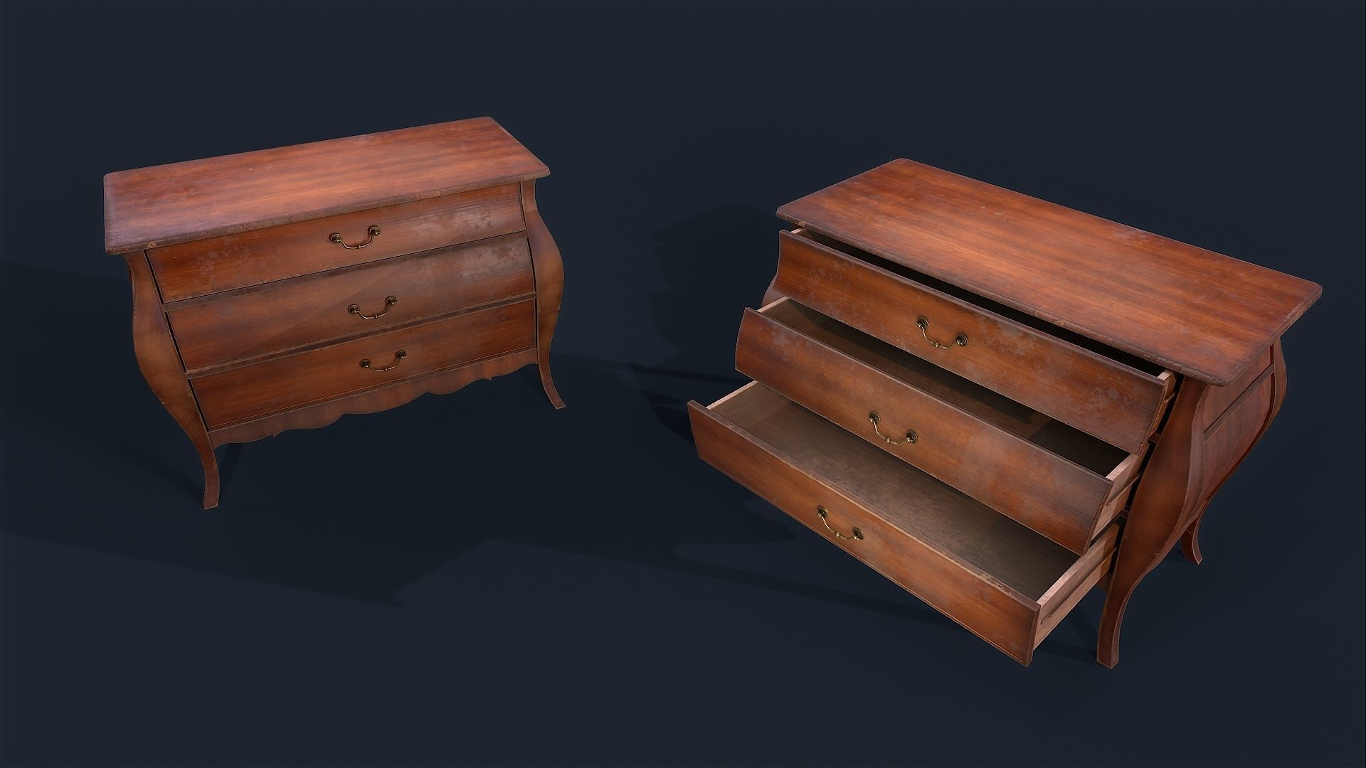 Antiquare small Commode 2 Low-poly 3D model_7