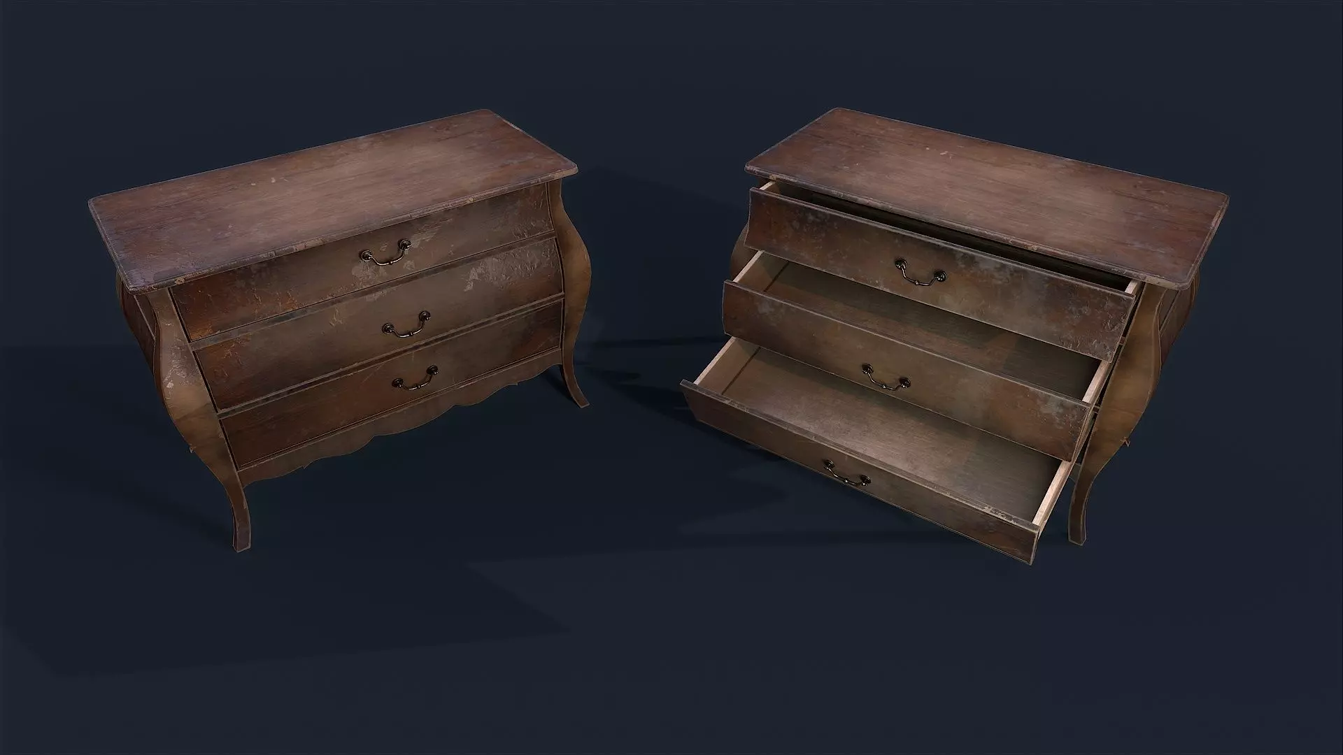 Antiquare small Commode 2 Low-poly 3D model_0