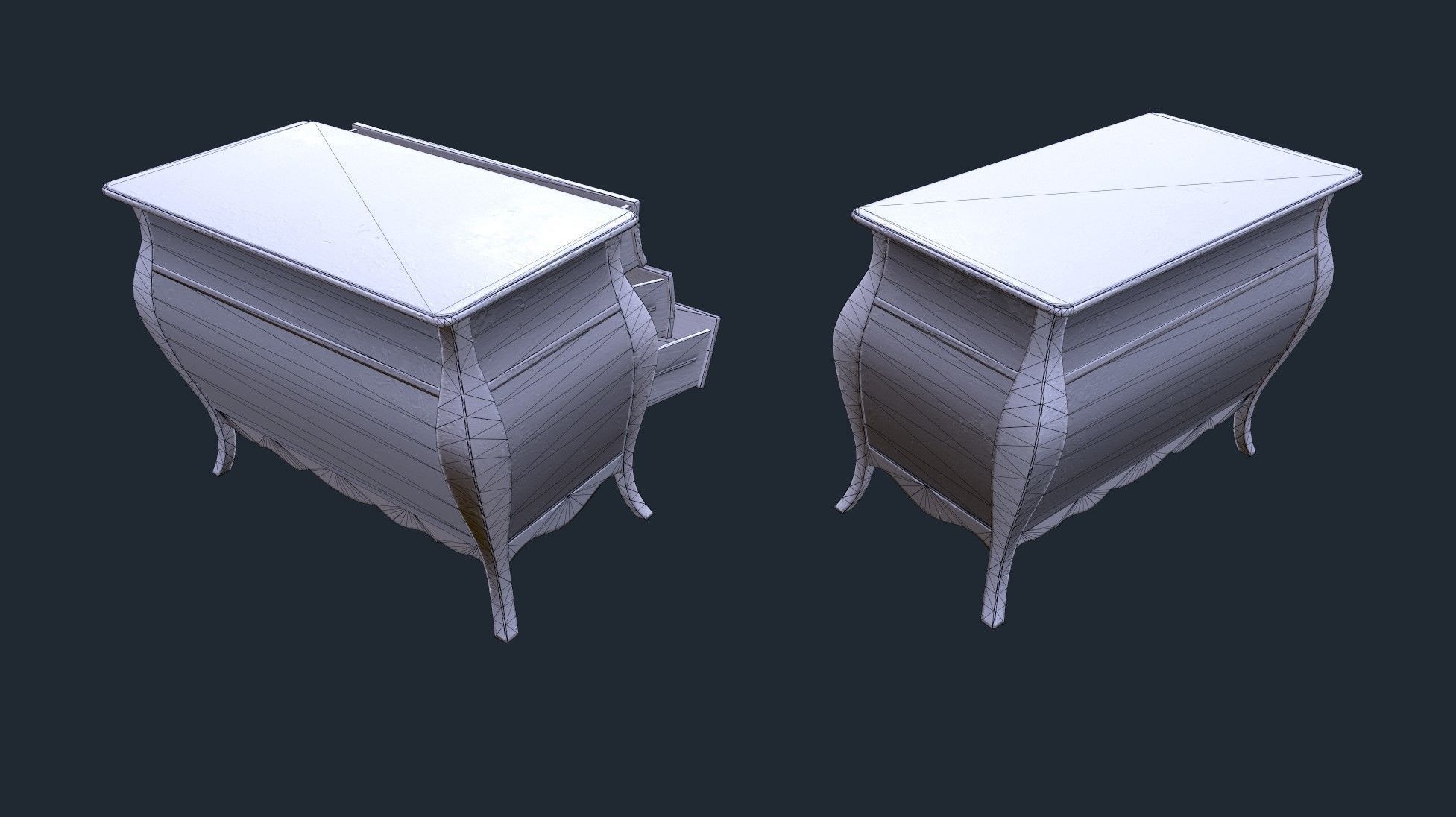 Antiquare small Commode 2 Low-poly 3D model_12