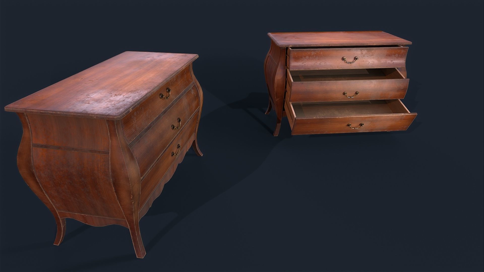 Antiquare small Commode 2 Low-poly 3D model_10