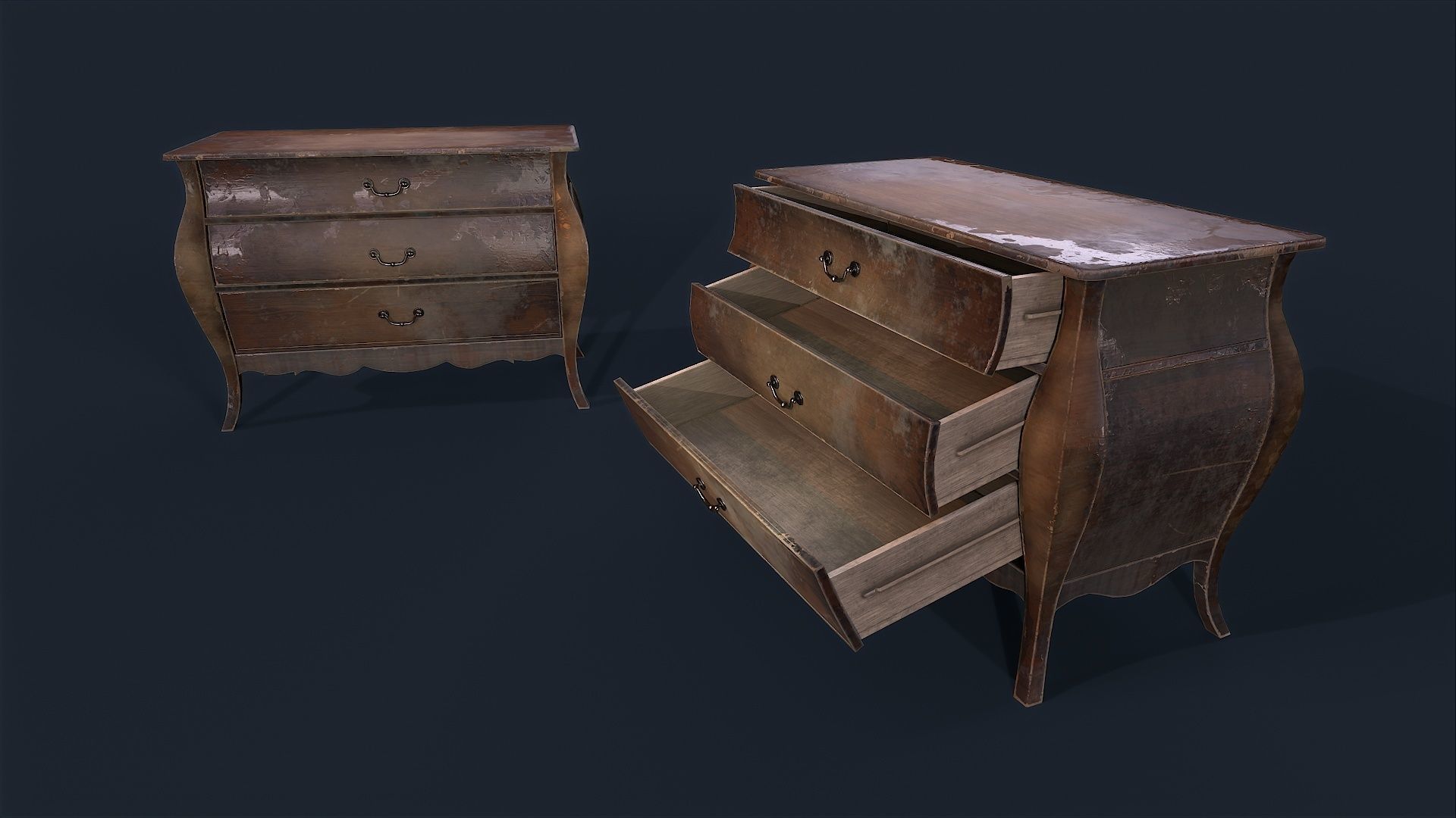 Antiquare small Commode 2 Low-poly 3D model_1