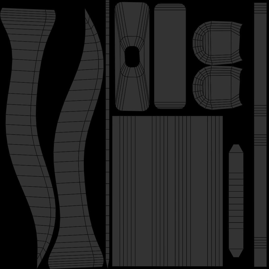 Curved sword 2 Low-poly 3D model_7