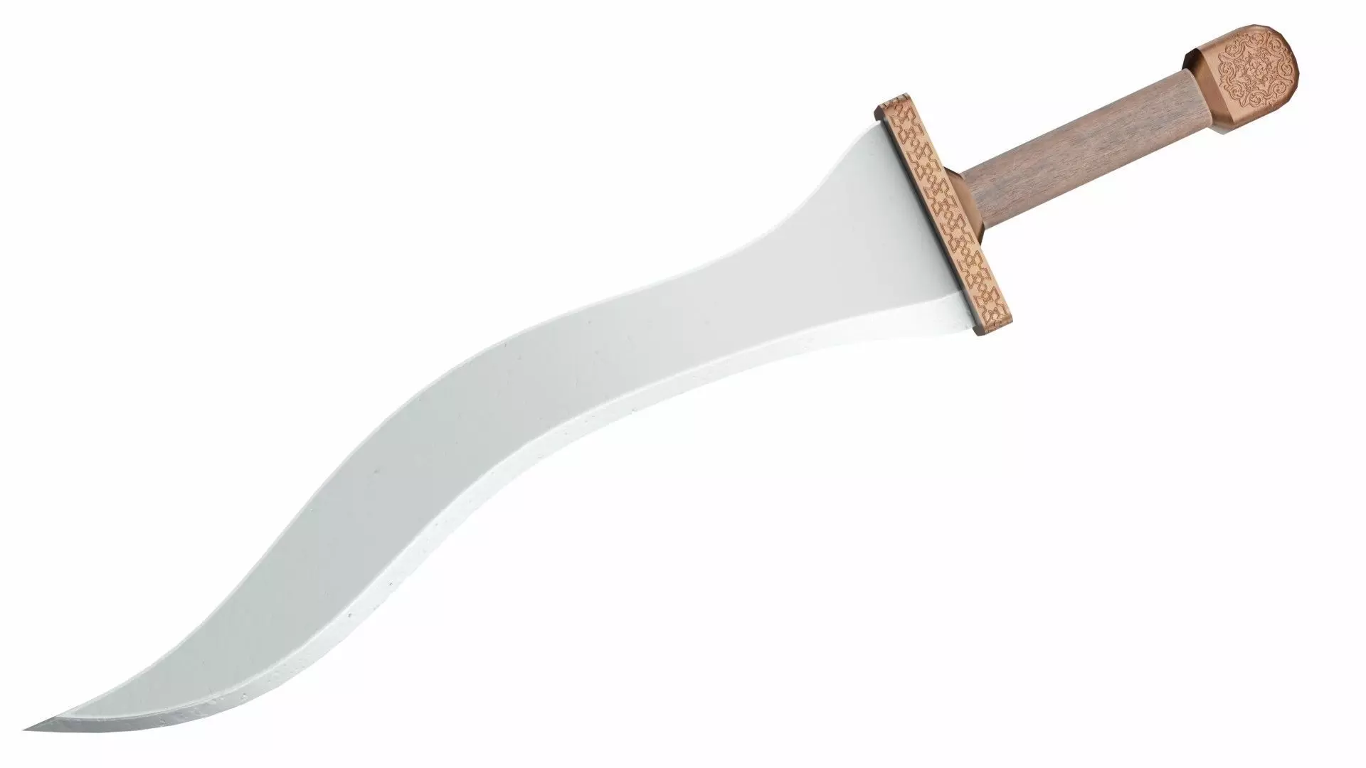 Curved sword 2 Low-poly 3D model_0