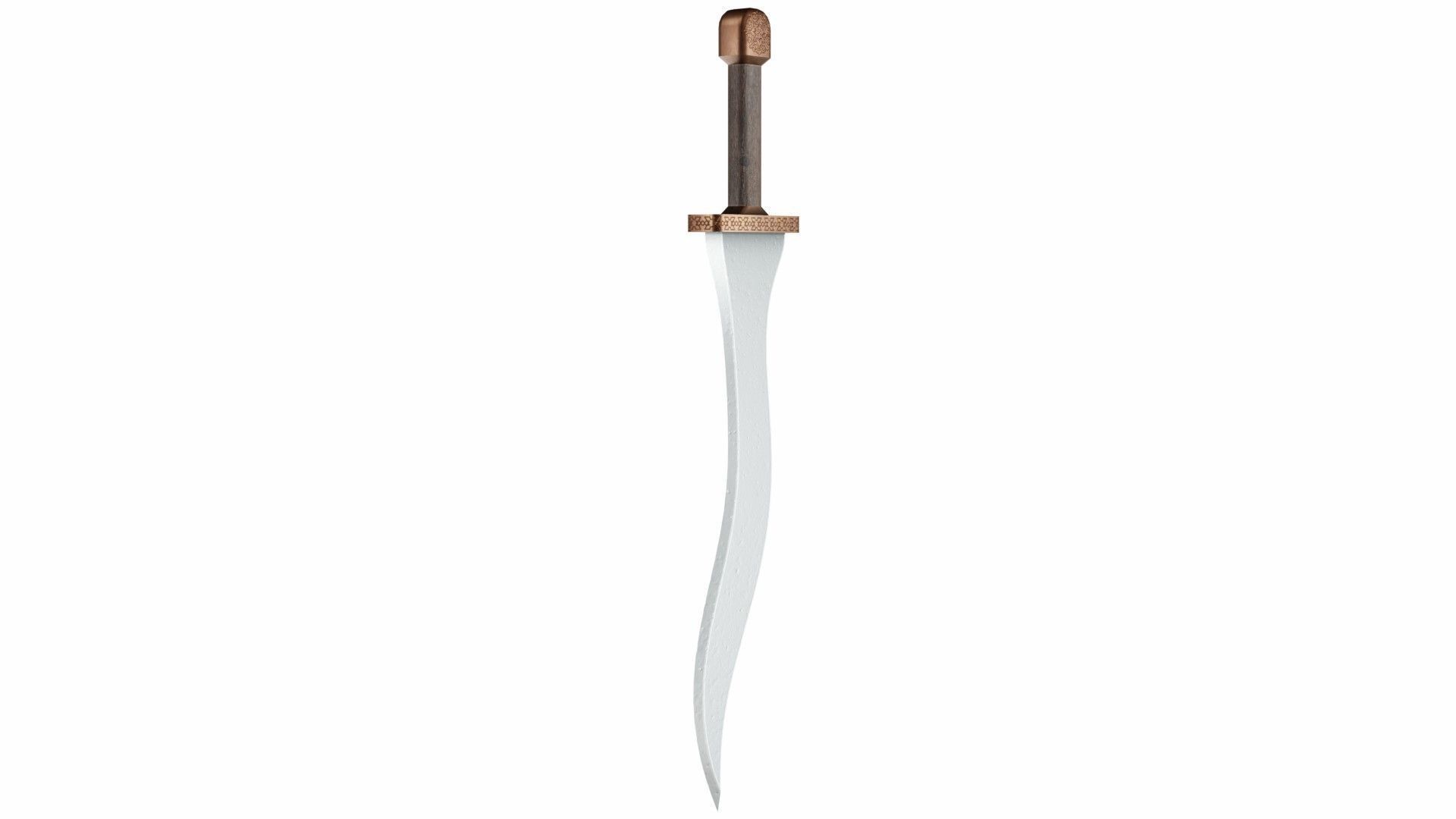 Curved sword 2 Low-poly 3D model_2