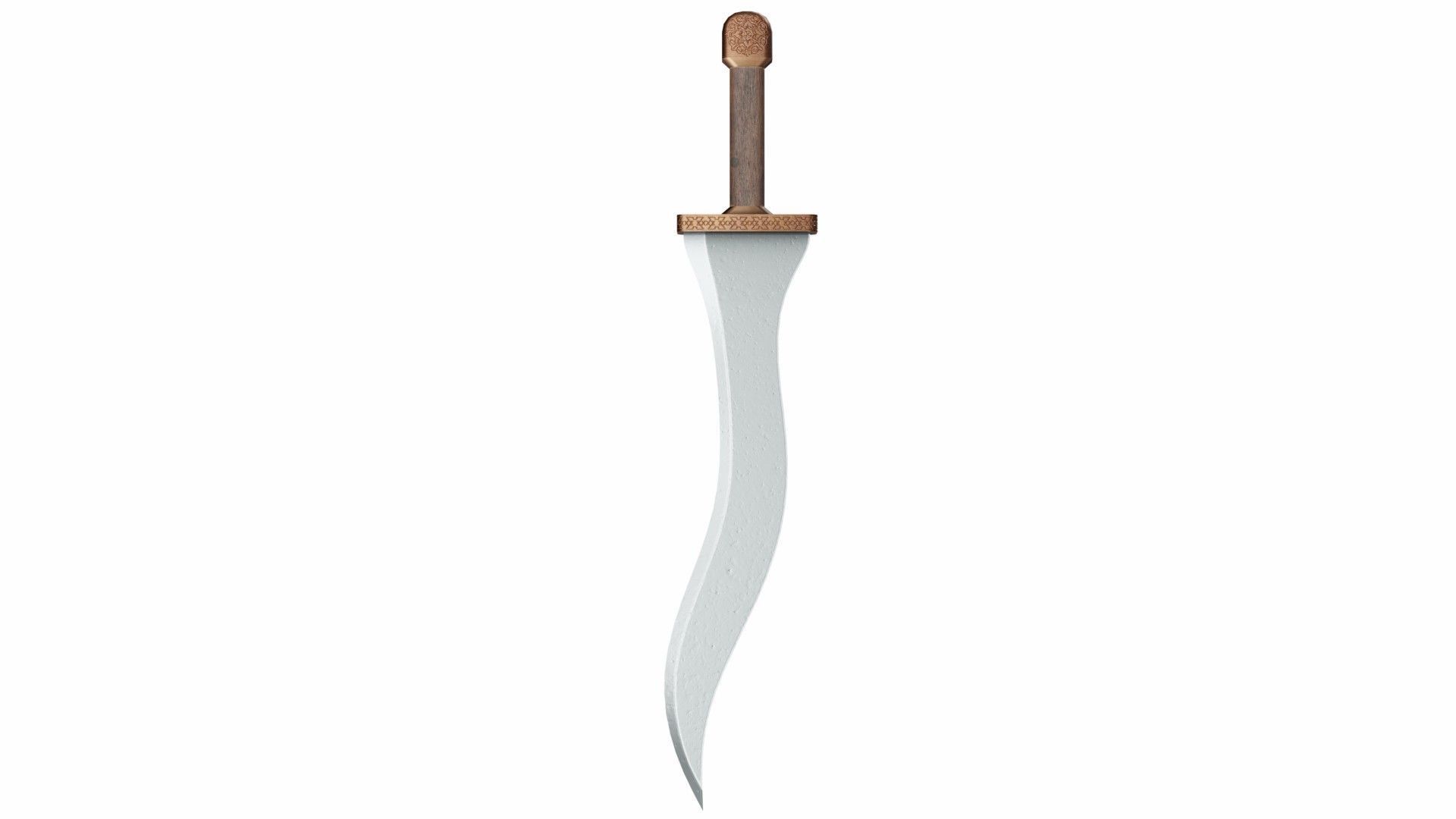 Curved sword 2 Low-poly 3D model_1