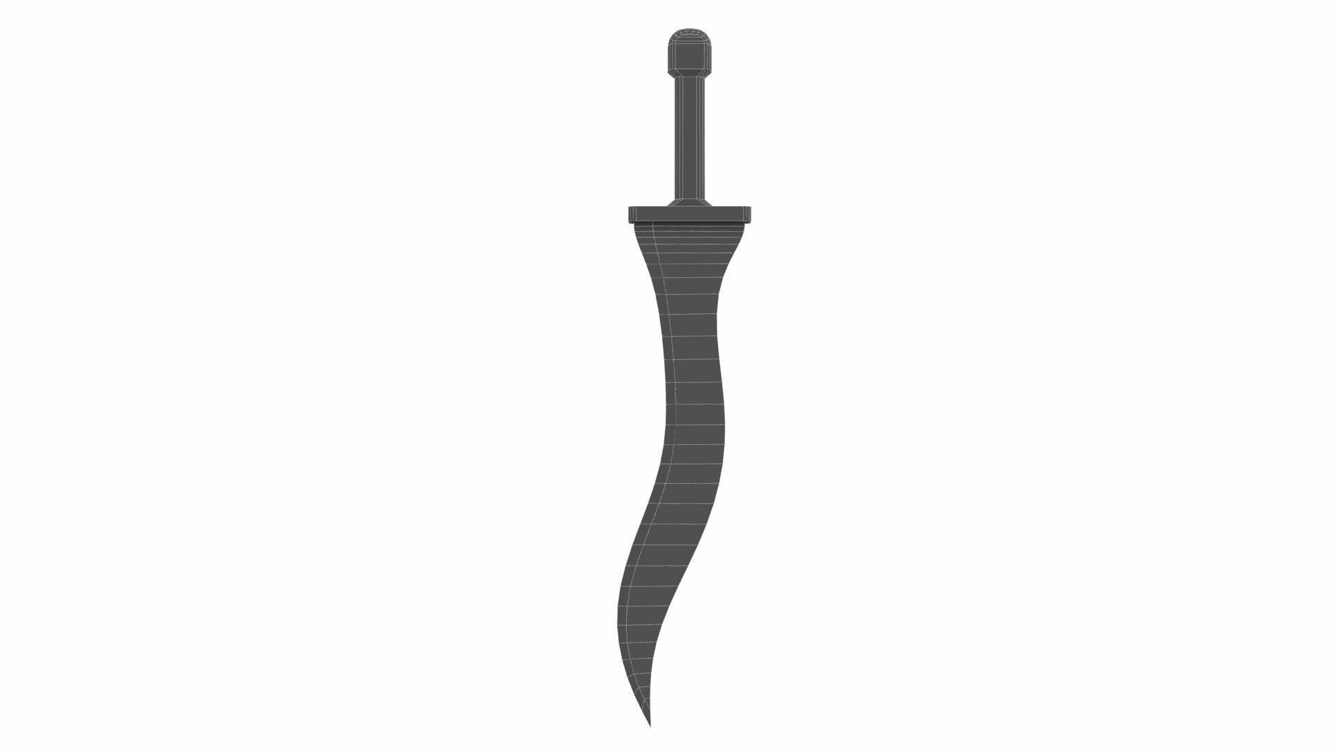 Curved sword 2 Low-poly 3D model_5