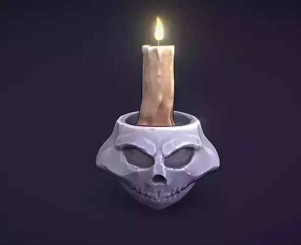Skullcap Candle Holder Stylized 3D Model