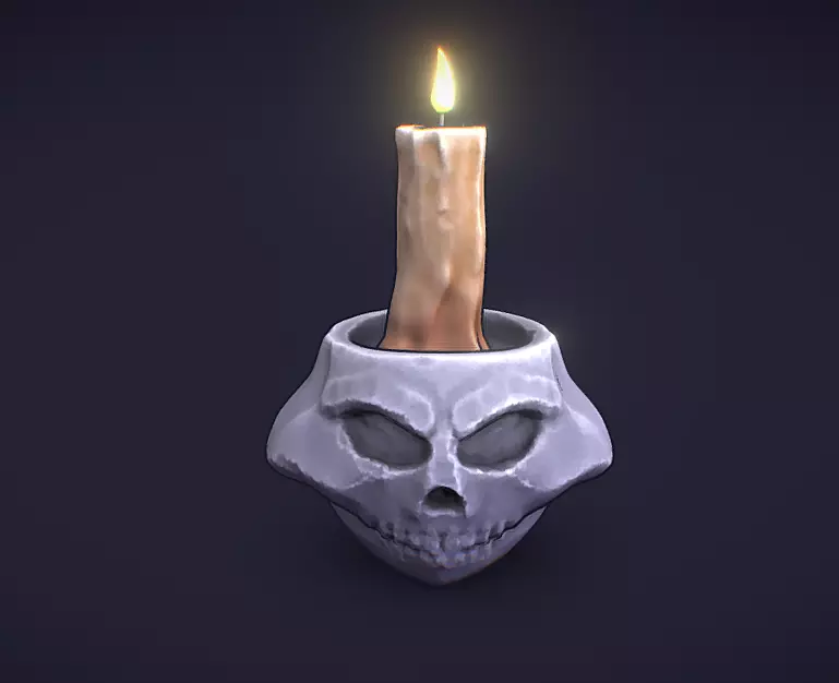 Skullcap Candle Holder Stylized 3D Model Low-poly 3D model_0